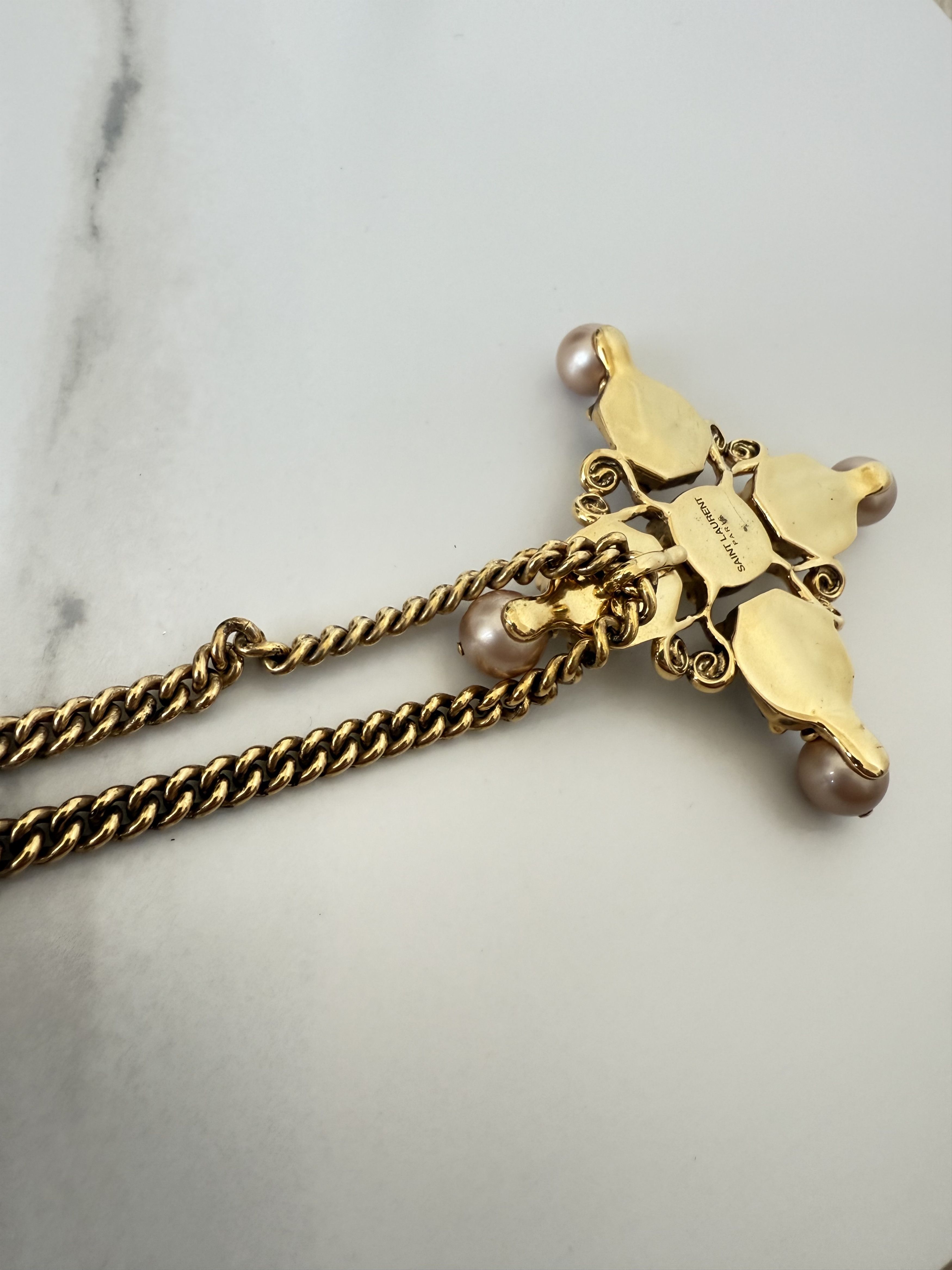 Saint Laurent Paris Saint Laurent Baroque Cross Charm Necklace Size ONE SIZE - 7 Thumbnail