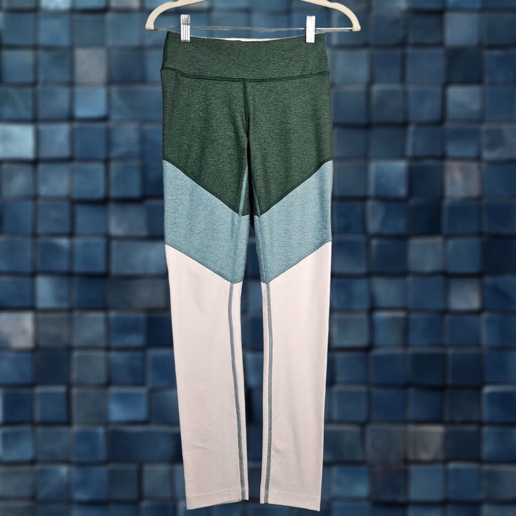 Outdoor Voices Outdoor Voices Leggings Women's S Green White Colorblock 7/8 Activewear Pants Regular Slim Waist Adjustable Multicolor Sports Women Size 28" / US 6 / IT 42 - 1 Thumbnail