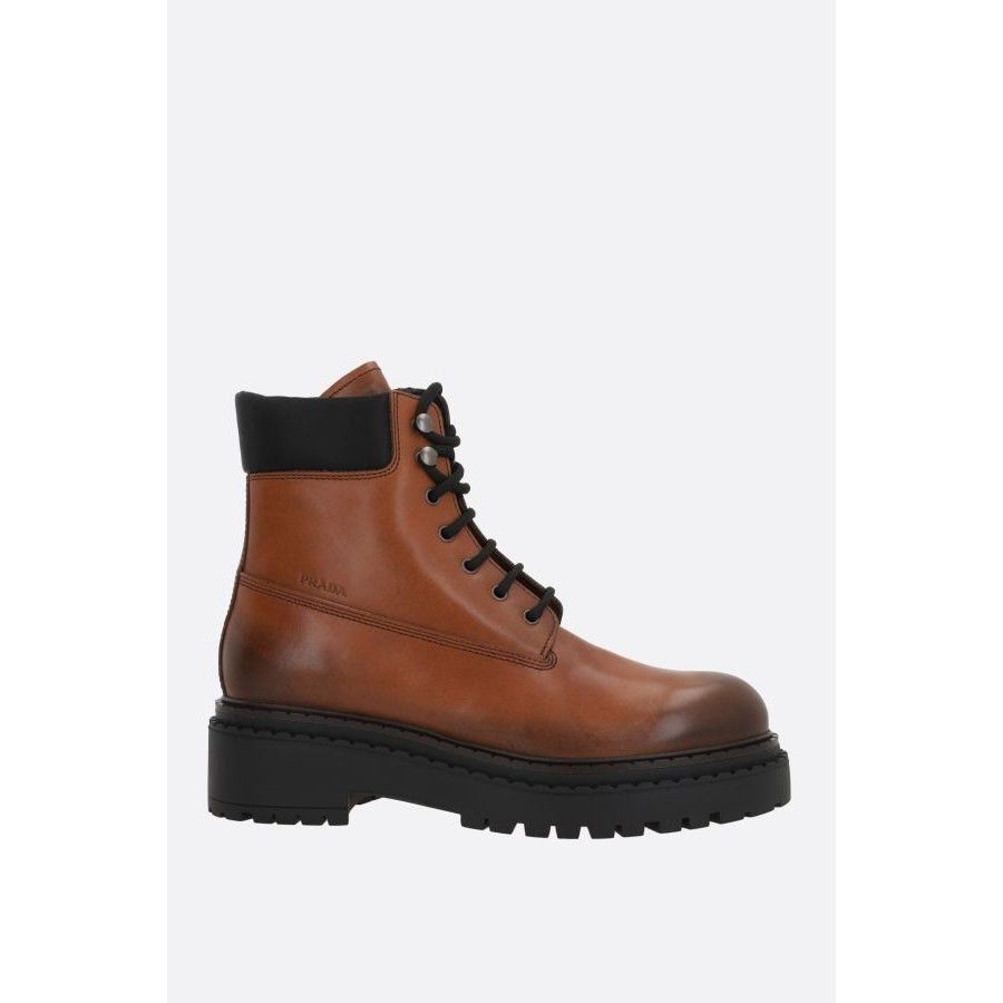 Prada PRADA Brown Vintage Leather Combat Boots New And Authentic ( Size US 6 / IT 36 - 1 Thumbnail