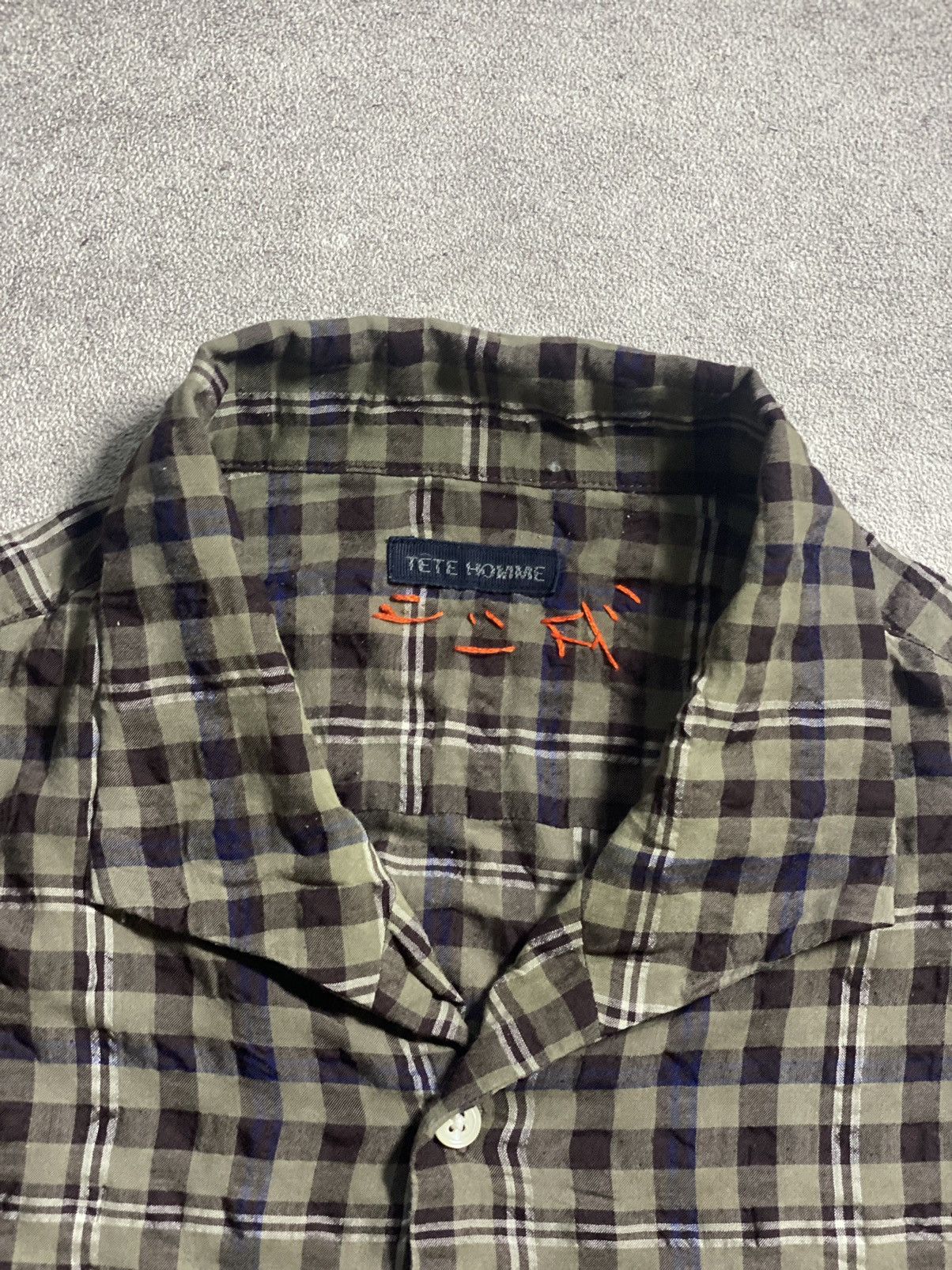 Issey Miyake Tete Homme Vintage Open Collar Tartan Shirt Size US M / EU 48-50 / 2 - 3 Thumbnail