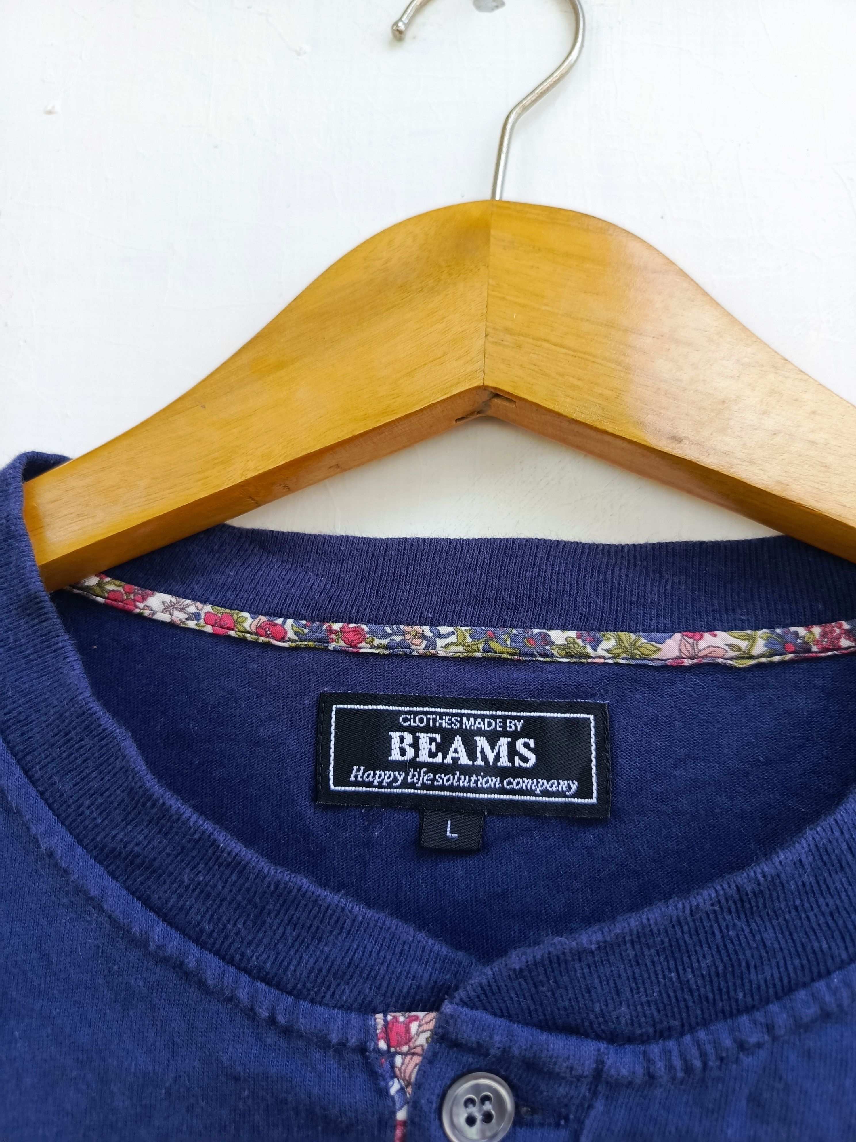 Beams Japan Beams Navy Henley Long Sleeve Minimal Japanese Style Size US L / EU 52-54 / 3 - 4 Thumbnail