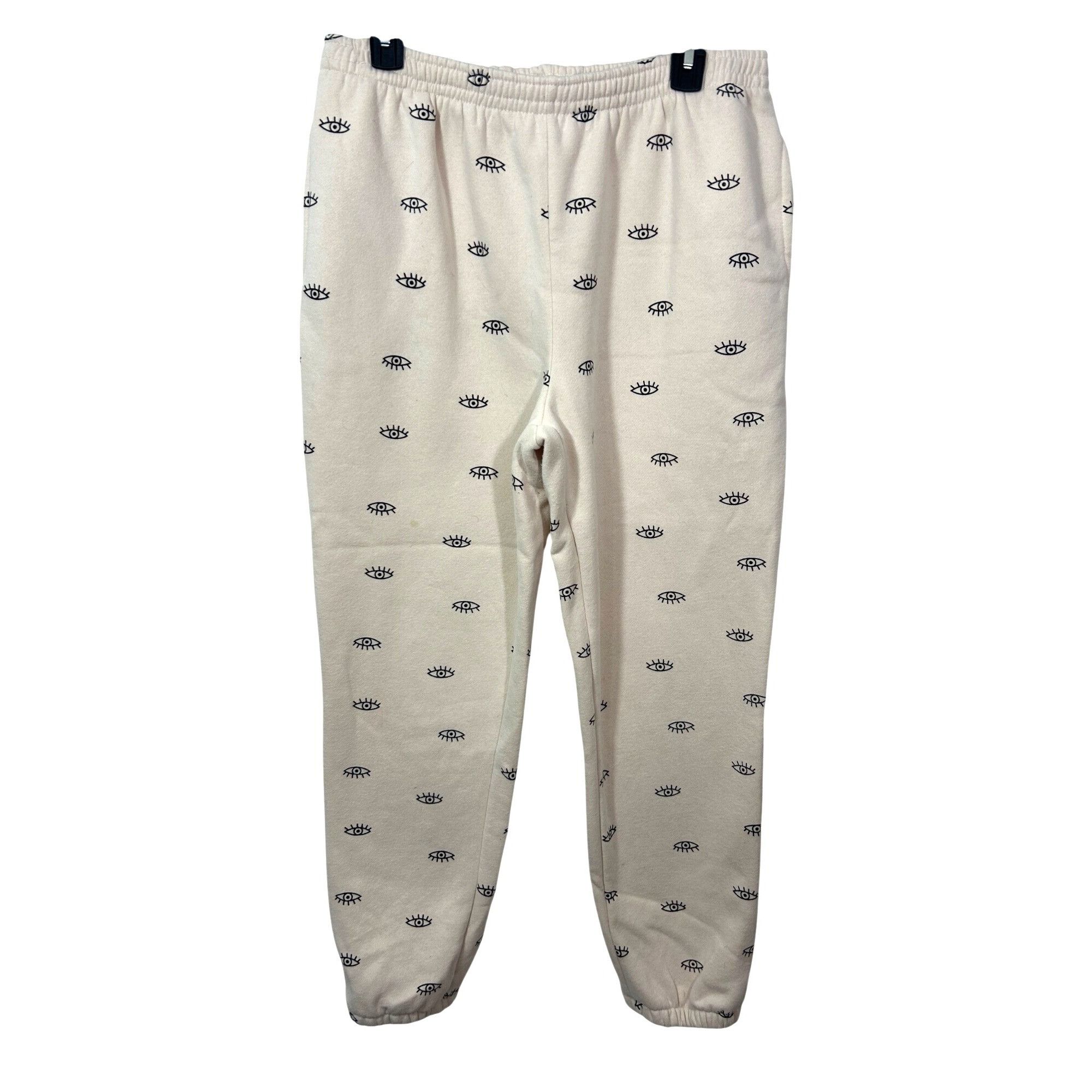 Other Adika Women’s Cream Sweatpants L Graphic Eye Pattern Joggers Size 33" - 1 Thumbnail