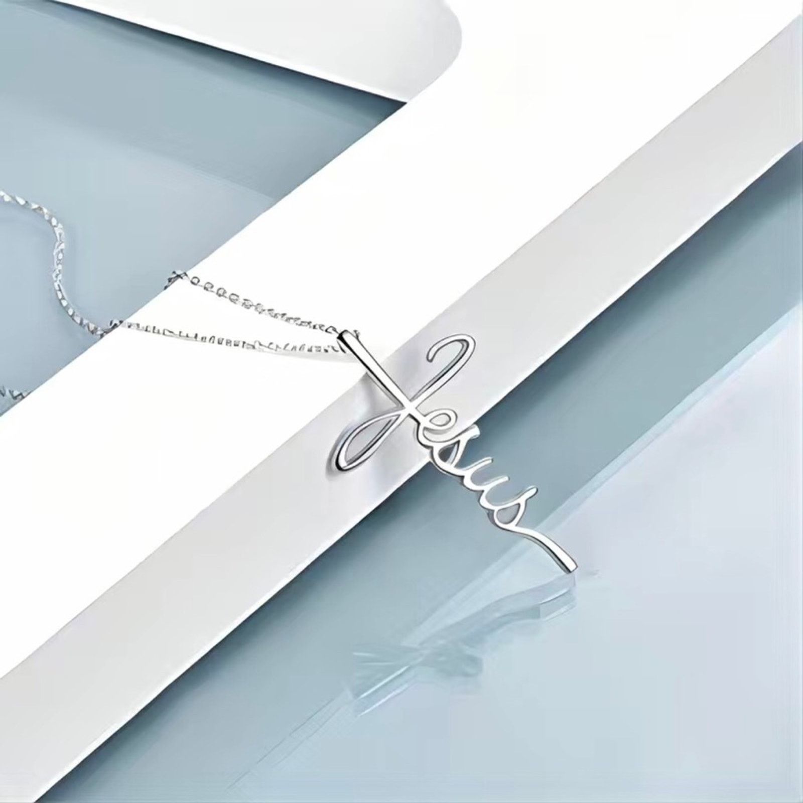 Jewelry Religious Jesus silver necklace gift box blessing card Size ONE SIZE - 10 Thumbnail