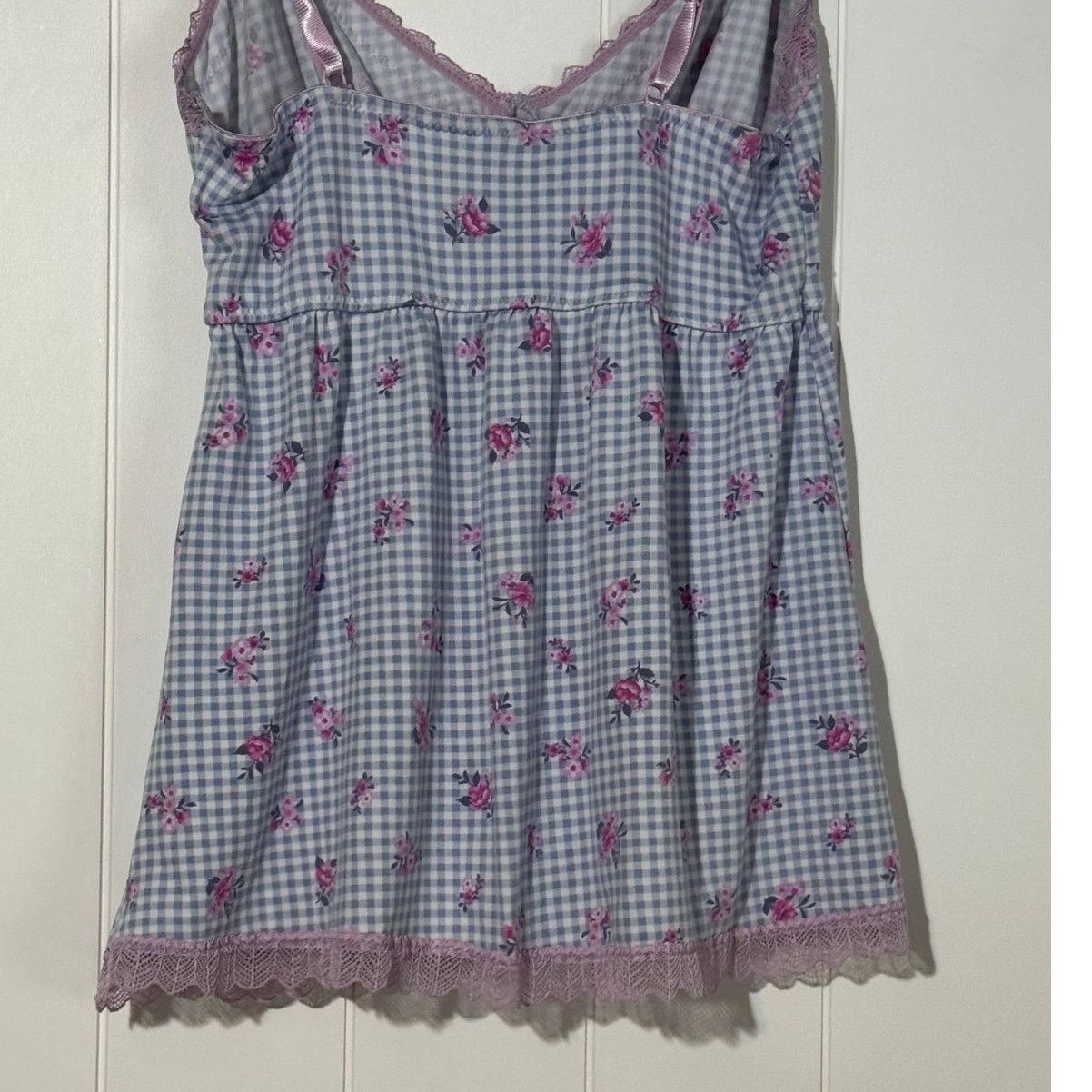Laura Ashley Vintage Y2K Laura Ashley Gingham Floral Lace Trim Cami Size M / US 6-8 / IT 42-44 - 4 Thumbnail