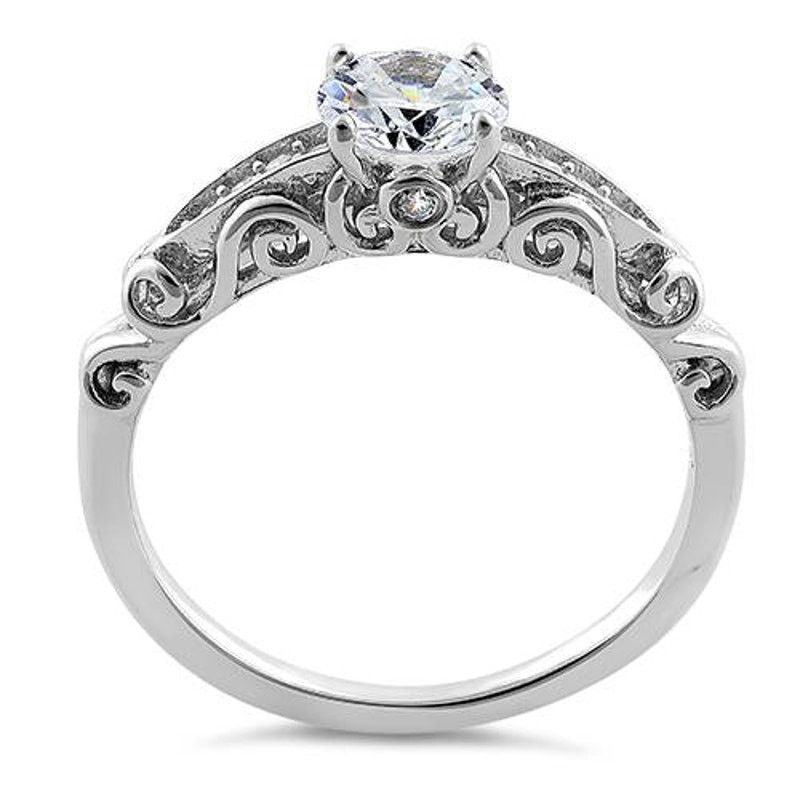 The Unbranded Brand Sterling Silver Timeless Round Cut Clear CZ Engagement Ring Size ONE SIZE - 5 Thumbnail