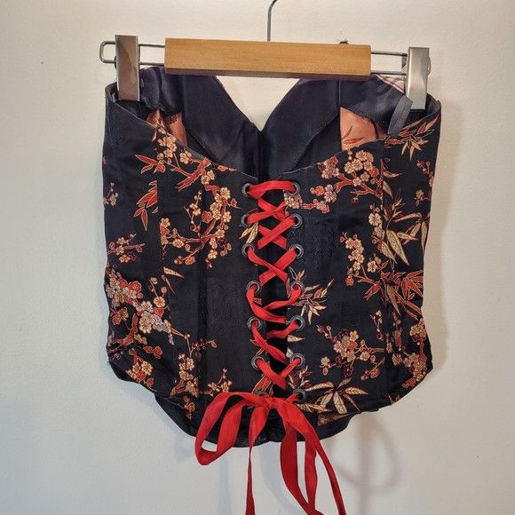 Other Vintage Shkank Y2k 100% Silk Jacquard Bustier Corset Top - M Size M / US 6-8 / IT 42-44 - 2 Thumbnail