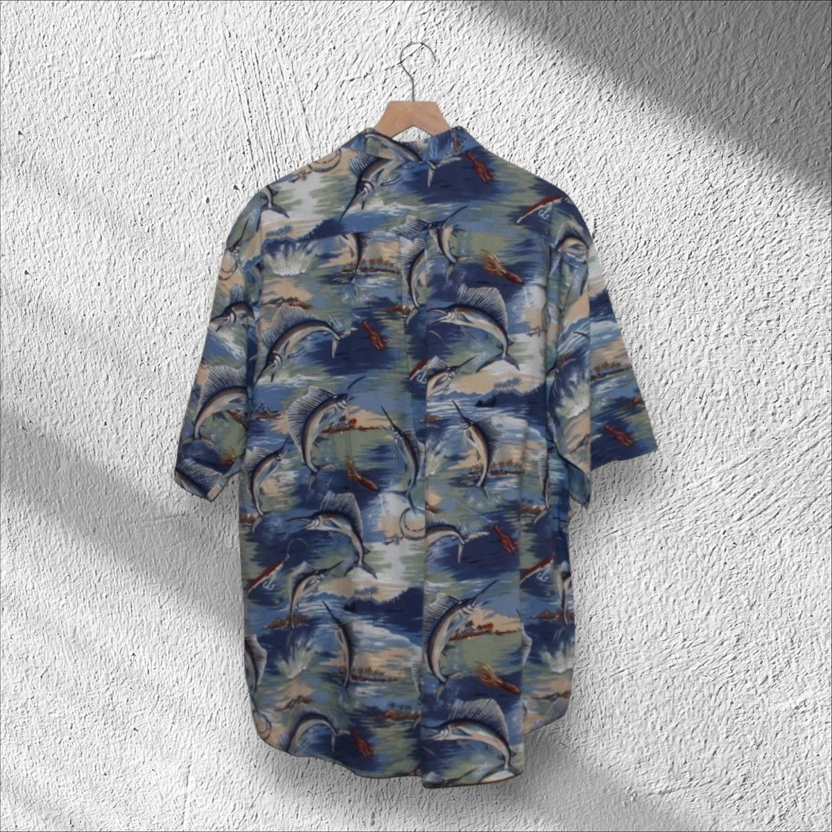 Nautica × Vintage Vintage Nautica Fish Print Marlin Button Up AOP Shirt Size US XL / EU 56 / 4 - 2 Thumbnail