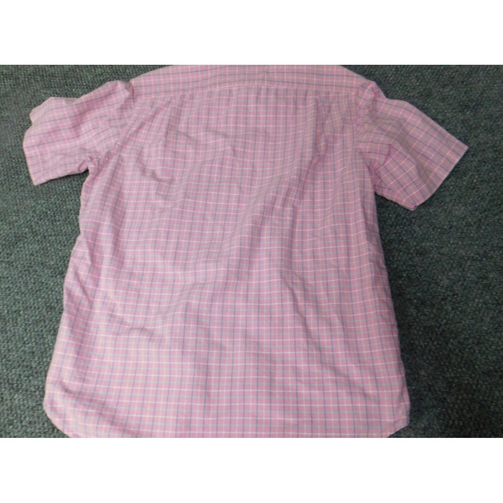 Cremieux Cremieux Shirt Mens Medium Pink Plaid Button-Down Knit Cotton Short Sleeve Collared Pocket Classic Size US M / EU 48-50 / 2 - 6 Thumbnail