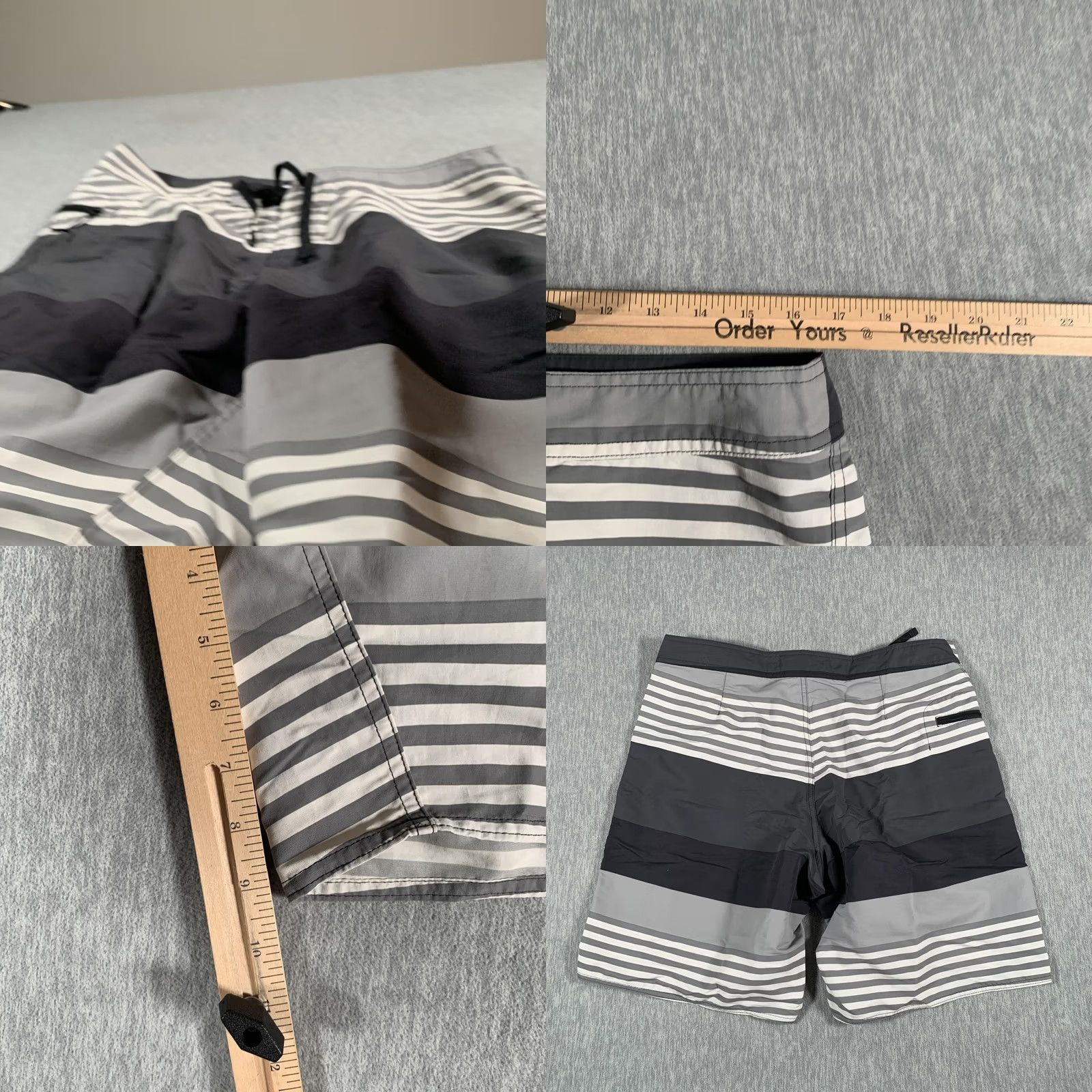 Patagonia Patagonia Shorts Mens 34 Gray Black Stripe Board Swim Trunks Nylon Surf Bottom Size US 34 / EU 50 - 8 Thumbnail