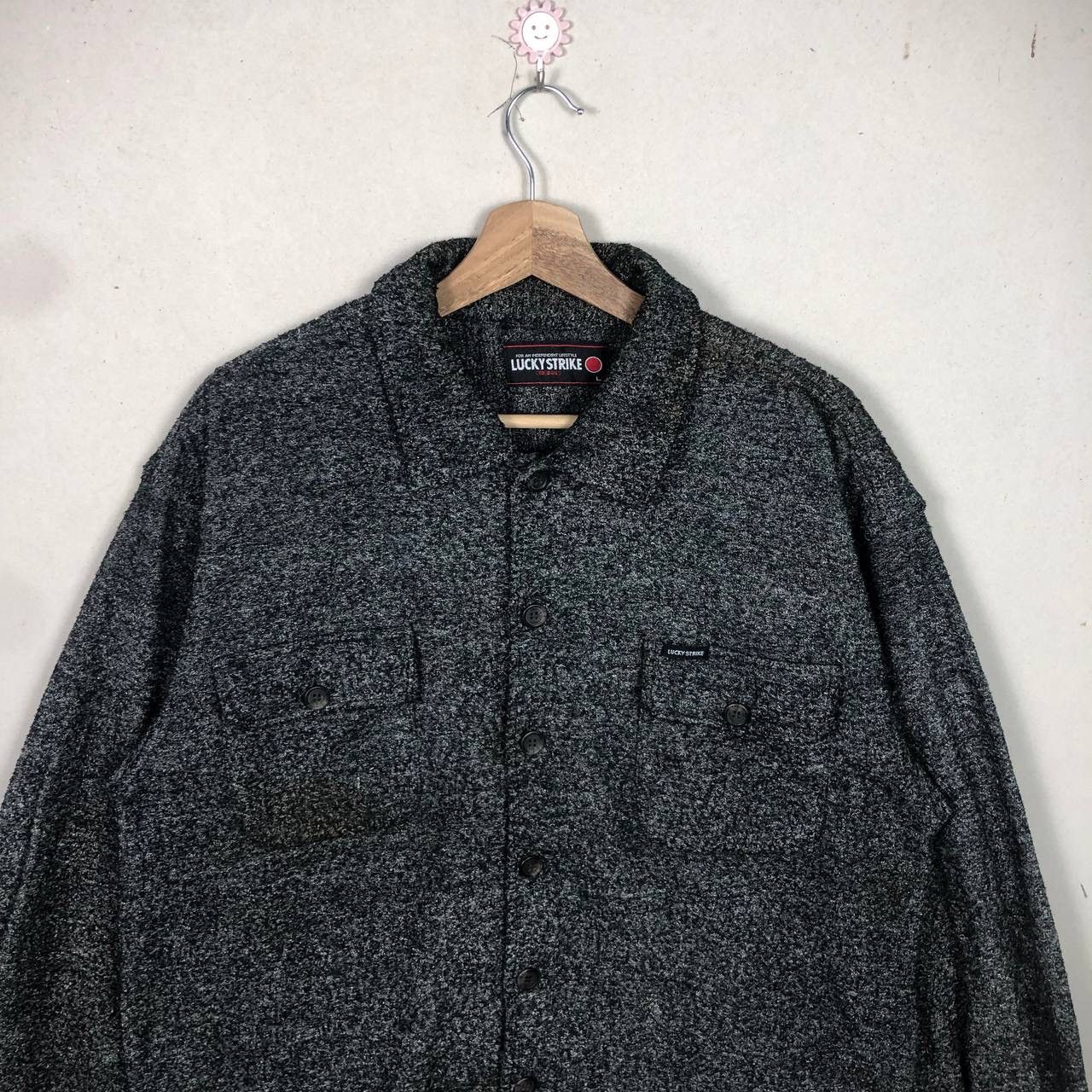 Vintage Vintage 90s Lucky Strike Double Pocket Wool Jacket Size US L / EU 52-54 / 3 - 3 Thumbnail