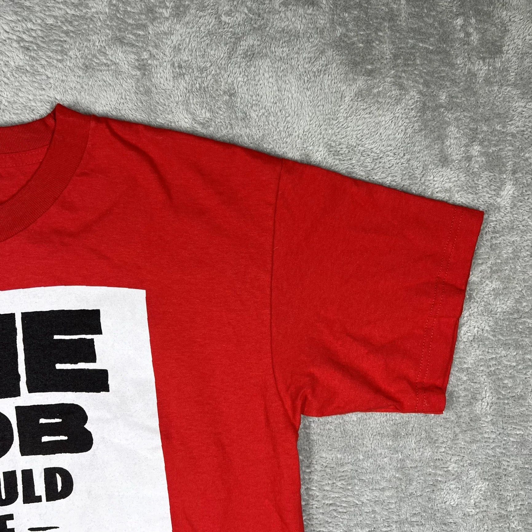 Vintage Union Made “One Job Should Be Enough” Shirt Mens Large Red Cotton Crew Neck Short Sleeve Size US L / EU 52-54 / 3 - 3 Thumbnail