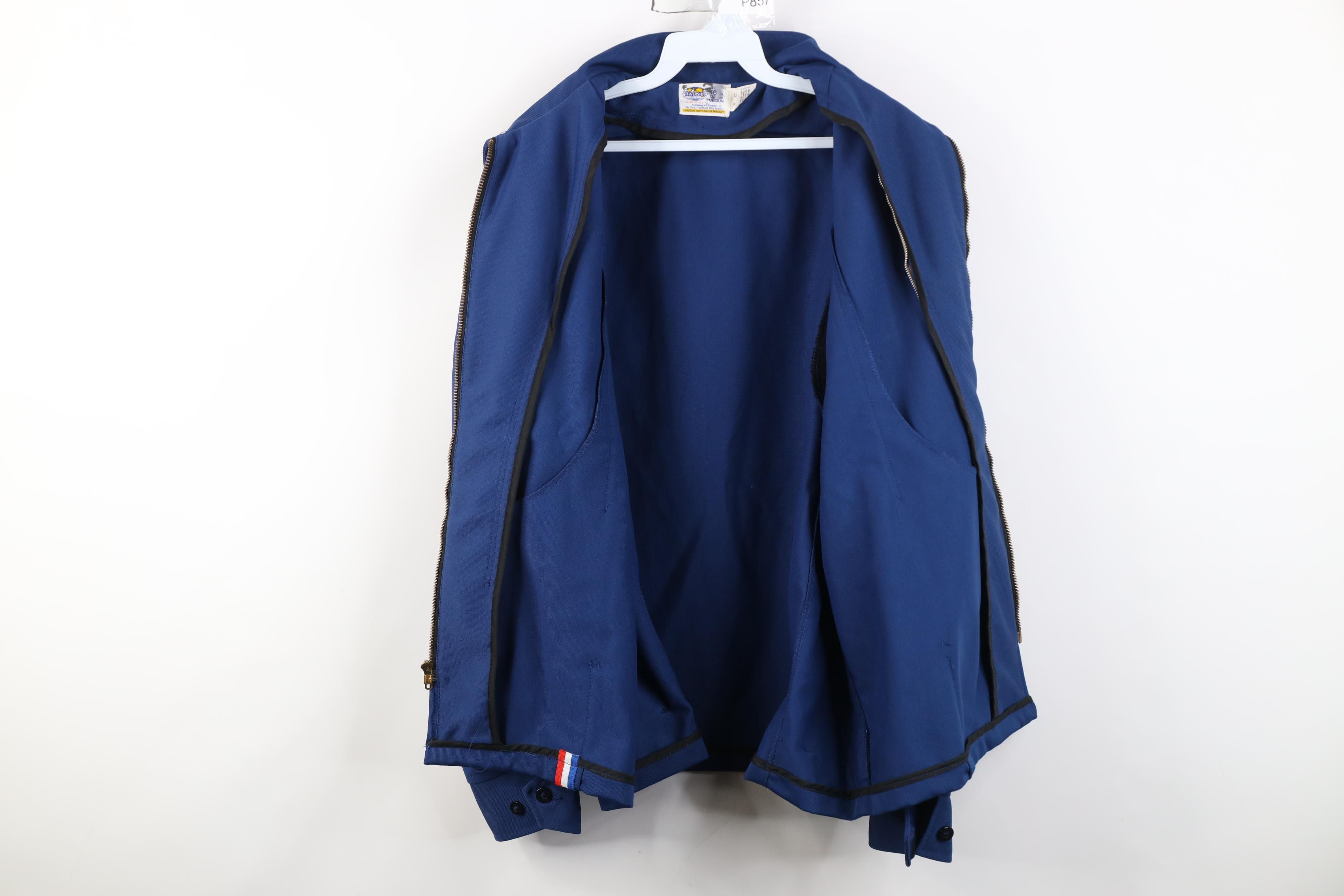 Vintage Vintage 70s Streetwear Back Knit Bomber Jacket Blue USA Size US XXL / EU 58 / 5 - 12 Thumbnail