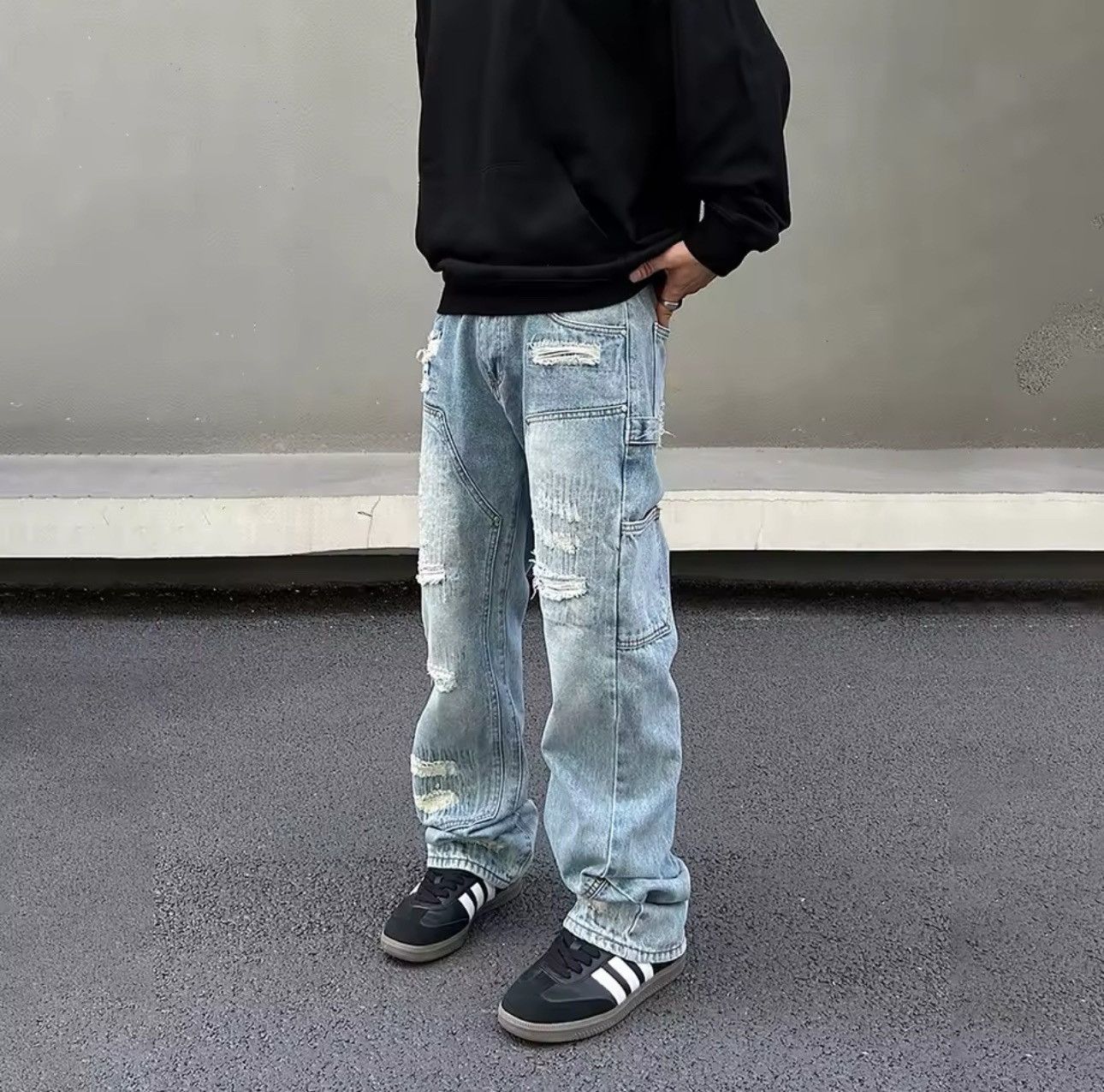 Japanese Brand × Jean Street washed ripped hip hop jeans Size US 32 / EU 48 - 3 Thumbnail