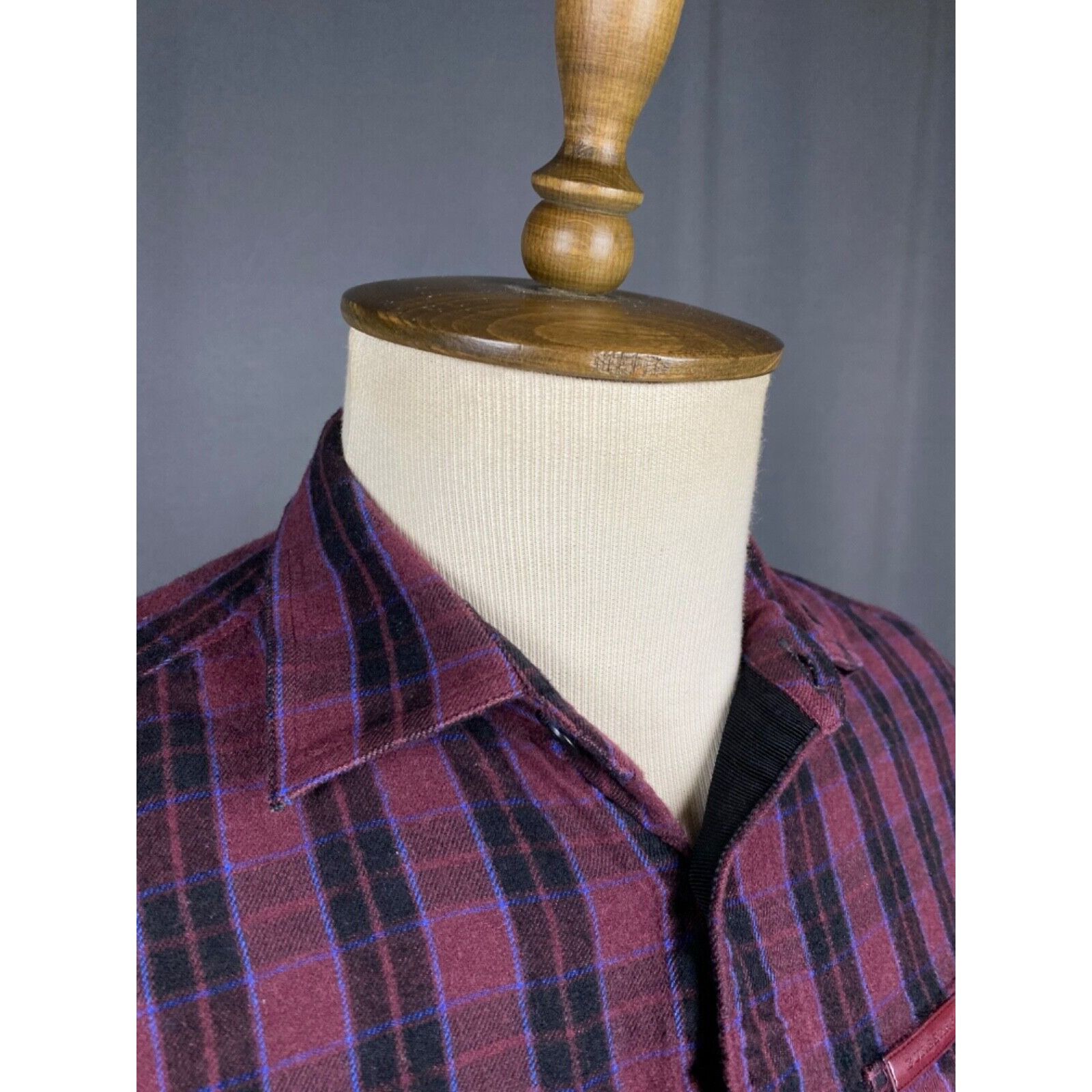 Burberry Burberry Men's Purple Checked Wool Linen Shirt Size S Size US L / EU 52-54 / 3 - 6 Thumbnail