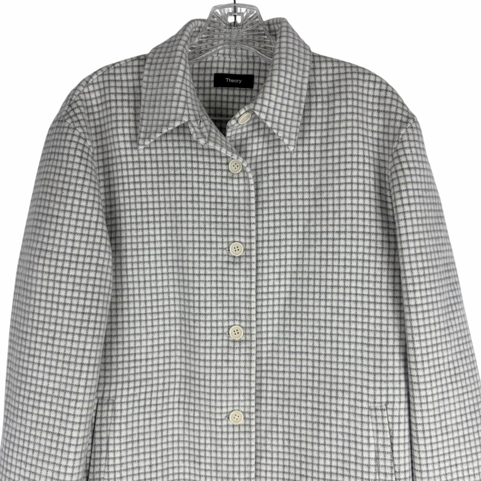 Theory Theory 100% Wool Check Pattern Shirt Jacket White Size S Size S / US 4 / IT 40 - 5 Thumbnail