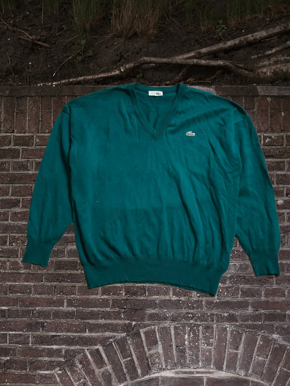 Lacoste VINTAGE Lacoste 70s Green V-Neck Sweater Size M / US 6-8 / IT 42-44 - 1 Thumbnail