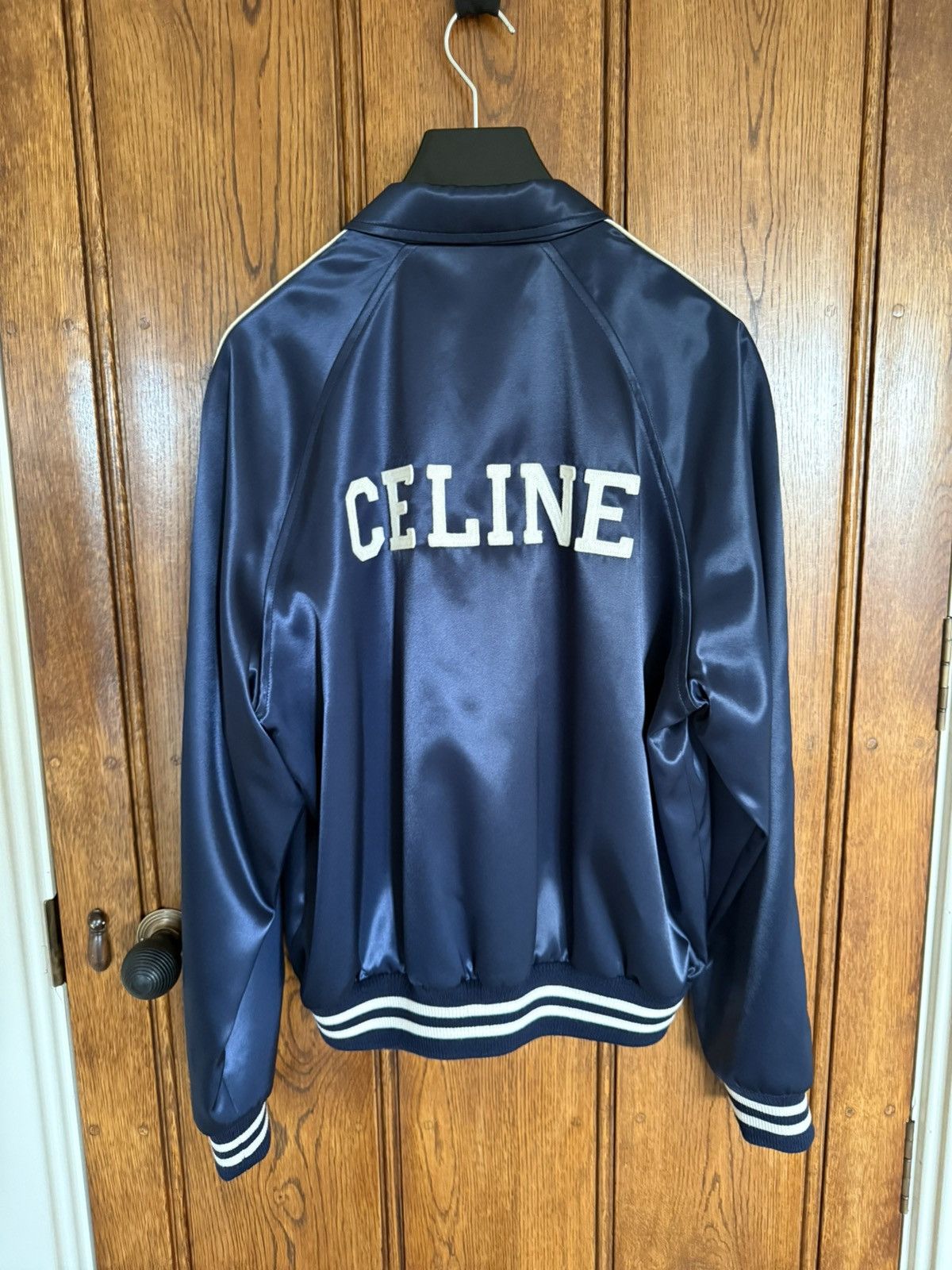 Celine $2.85k 🤑 Celine logo blue satin teddy jacket Hedi Slimane 54 Size US L / EU 52-54 / 3 - 3 Thumbnail