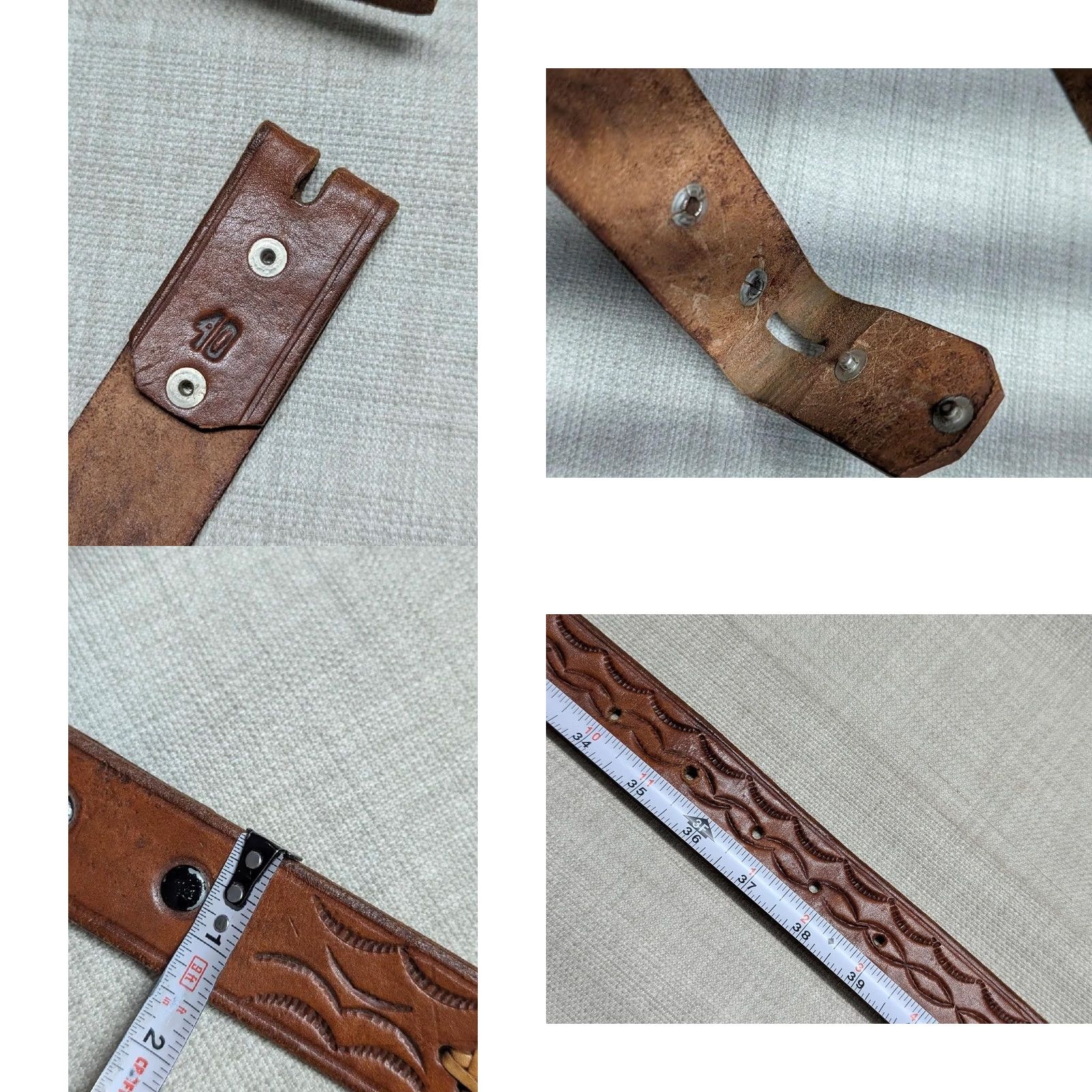 Vintage VINTAGE TOOLED buckle belt WESTERN handcrafted 36 leather COWHIDE brown COWBOY Size 36 - 8 Thumbnail