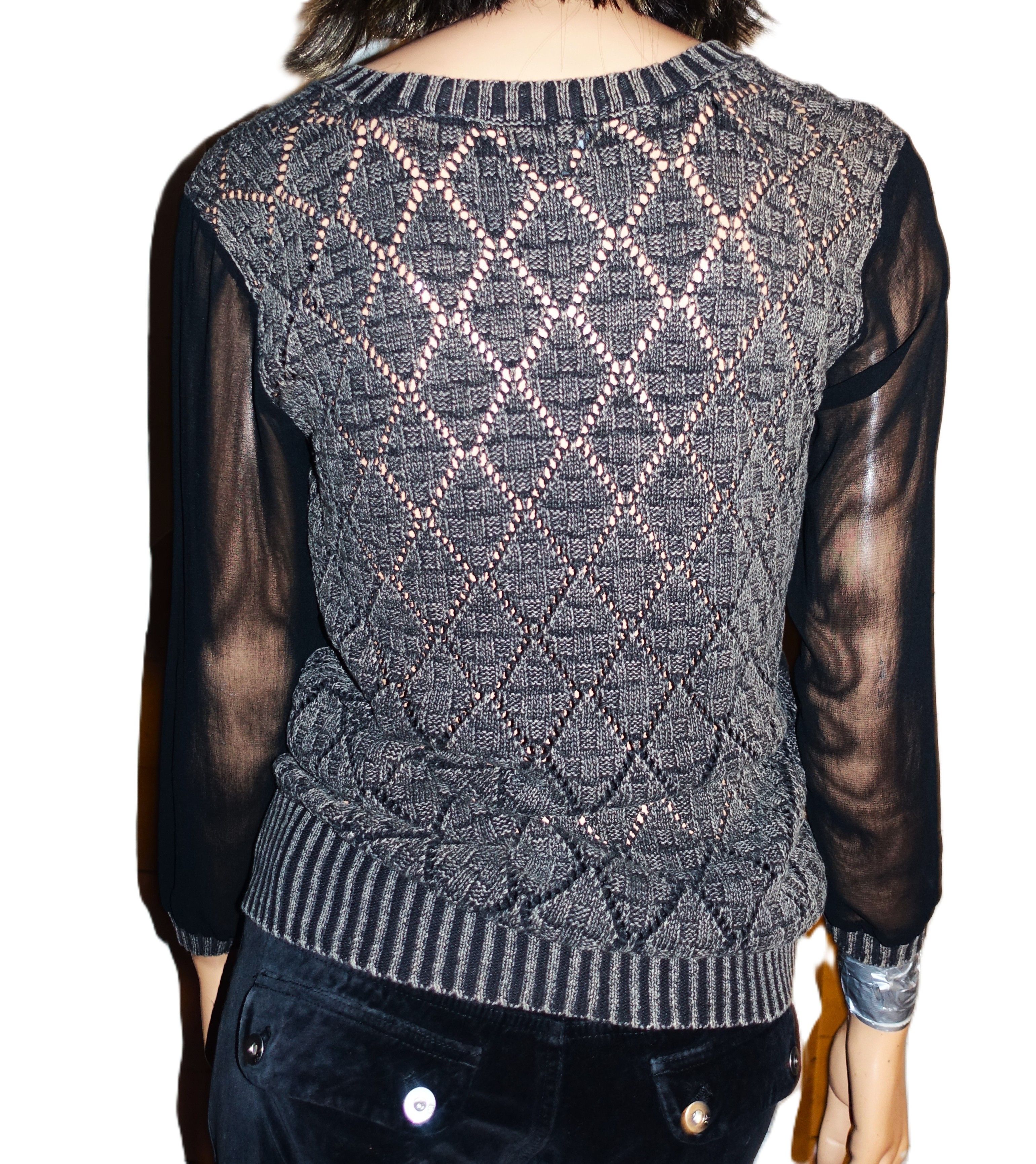 Miss Me Miss Me Black Beige Sheer Sweater Blouse L Size L / US 10 / IT 46 - 5 Thumbnail