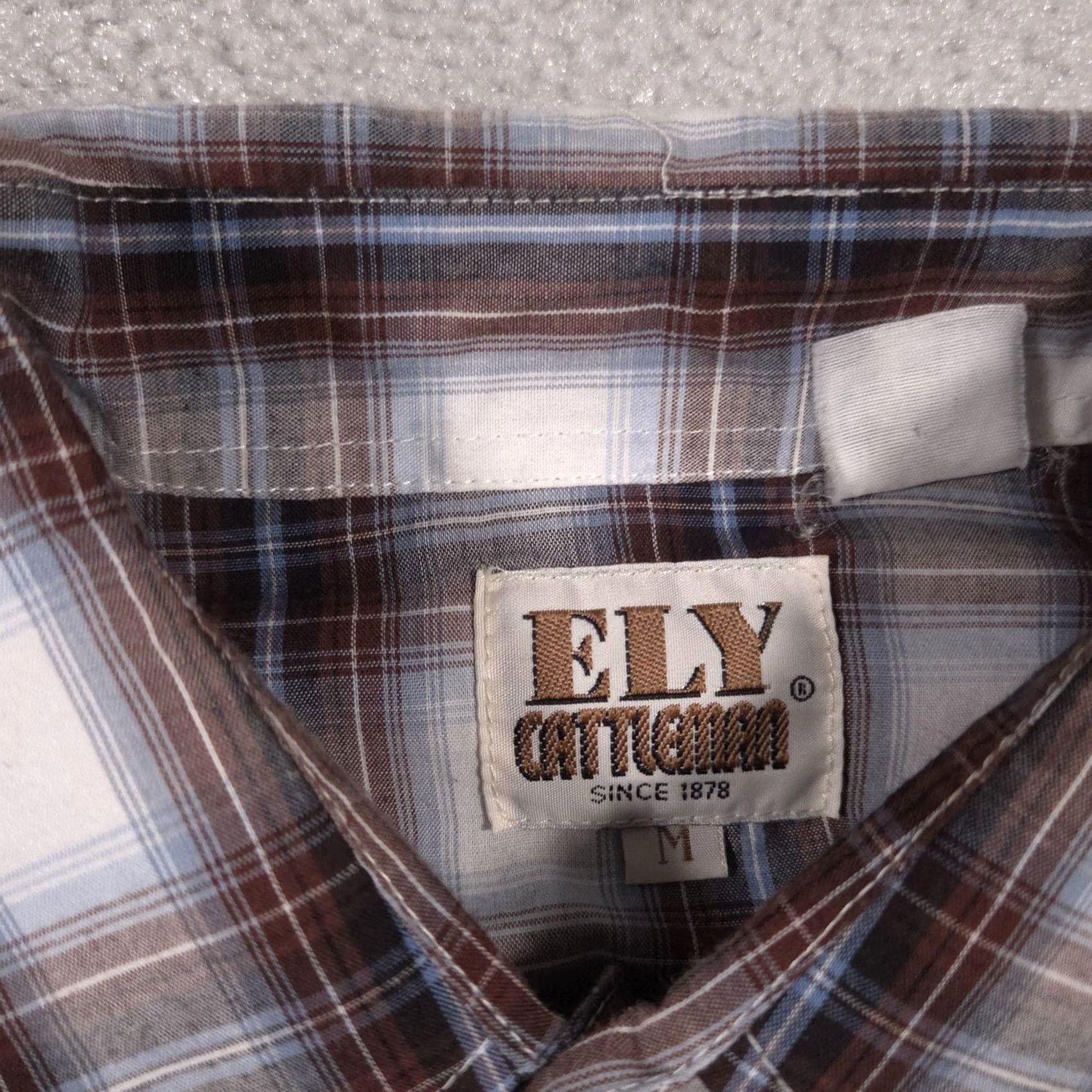 Vintage VINTAGE Ely Cattleman Shirt Mens Medium Brown Blue Plaid Western Pearl Snap Long Sleeve Size US M / EU 48-50 / 2 - 6 Thumbnail