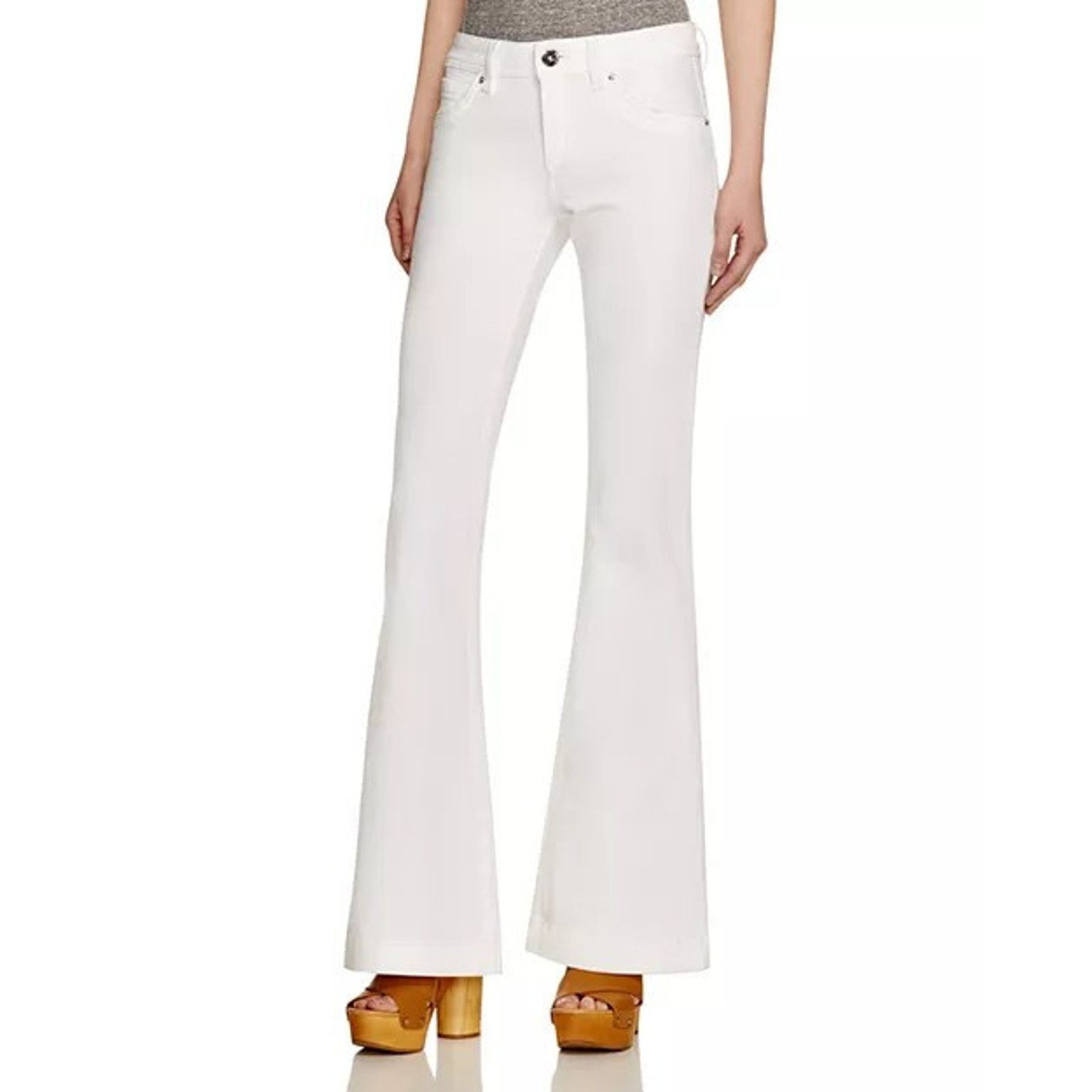 DL1961 DL1961 "Joy" 4 Way 360 High Rise Flare Jeans White Size 24 Size 24" / US 00 / IT 34 - 1 Thumbnail
