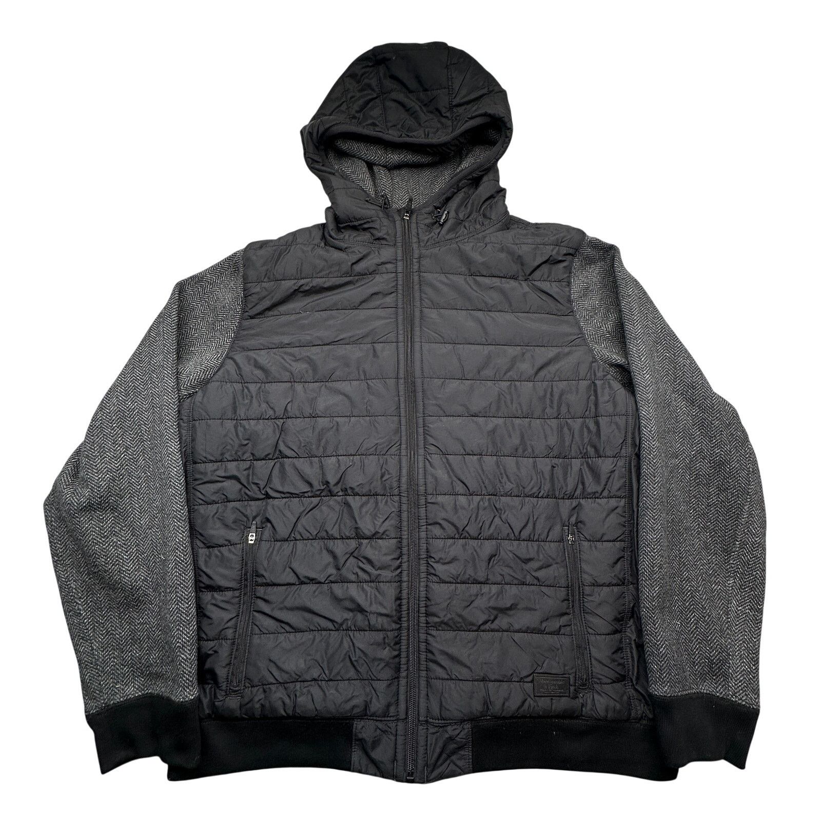Abercrombie & Fitch Abercrombie & Fitch Charcoal Hooded Quilted Hybrid Jacket XL Size US XL / EU 56 / 4 - 1 Thumbnail