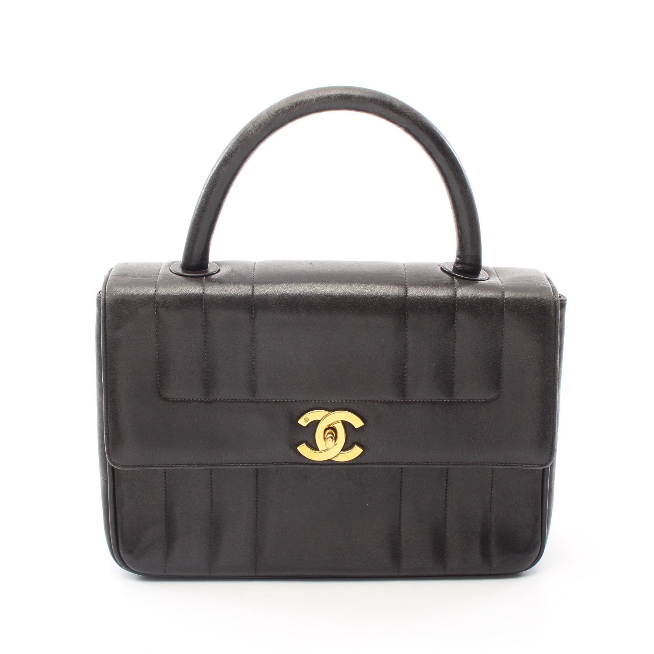 image of Chanel Mademoiselle Handbag Lambskin Black Gold Hardware, Women's