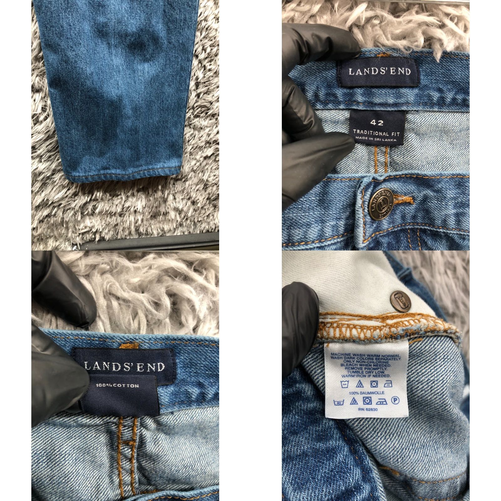 Lands' End Lands' End Jeans Mens 42 Mid Rise Straight Band Stretch Medium Wash Blue Size US 42 / EU 58 - 8 Thumbnail