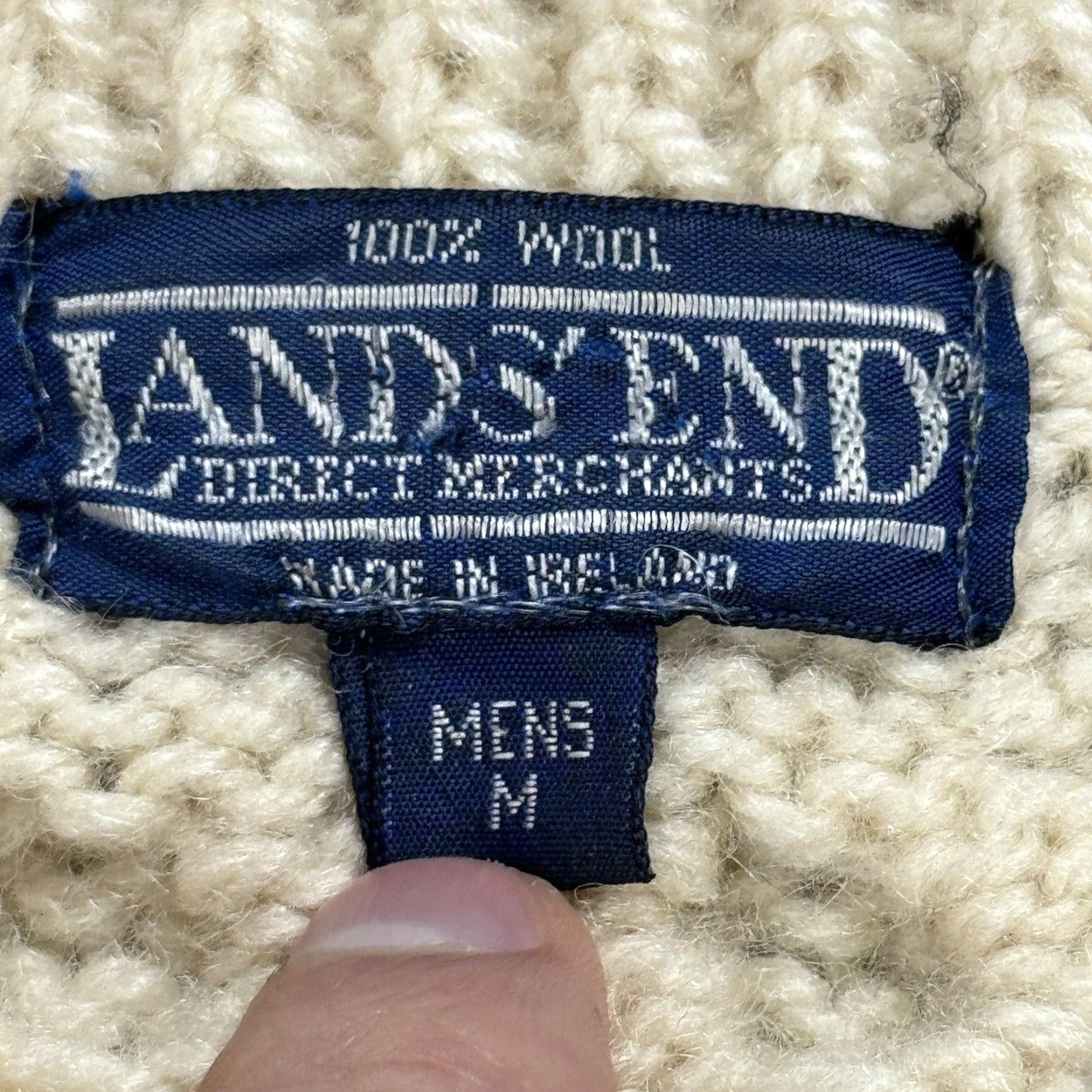 Lands' End VINTAGE Lands' End Irish Fisherman Sweater Mens Medium Heavy Wool Cable Knit Ivory All Seasons Size US M / EU 48-50 / 2 - 4 Thumbnail