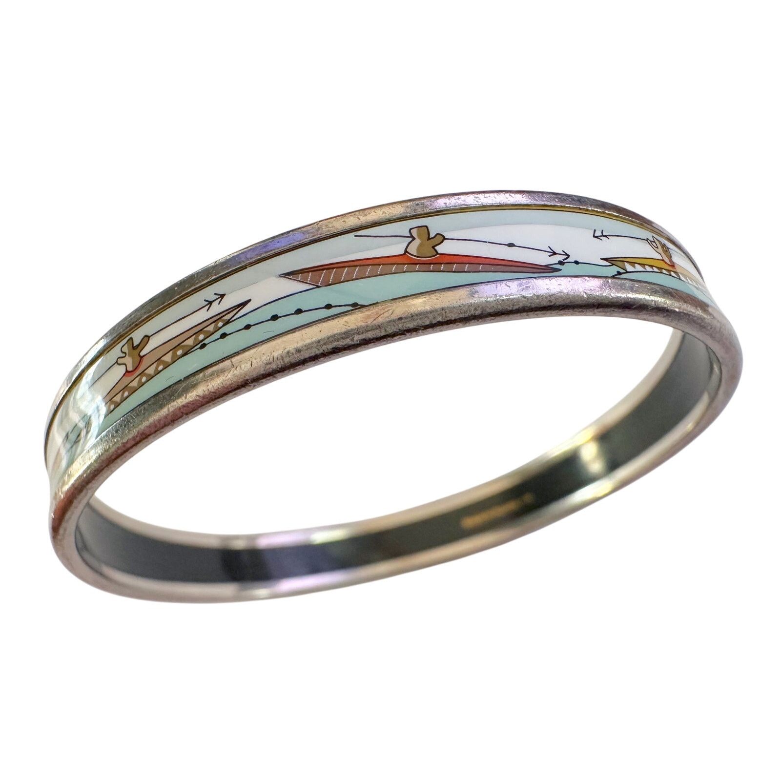 Hermes HERMES Enamel Printed Narrow Canoe Pattern Bracelet Size ONE SIZE - 5 Thumbnail