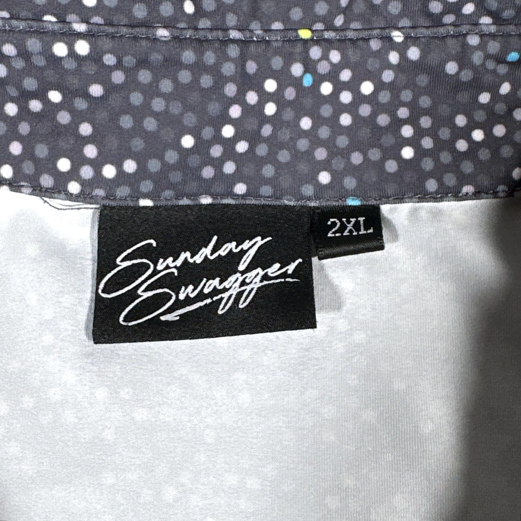 Vintage Sunday Swagger Polo Shirt Mens 2XL Gray Confetti Dot Performance Golf Stretch Size US XXL / EU 58 / 5 - 7 Thumbnail