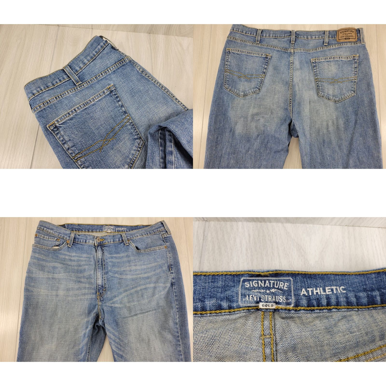 Vintage Levis Signature Jeans Mens 42x30 Blue Denim 5-Pocket Belt Loops Athletic Fit Size US 42 / EU 58 - 8 Thumbnail