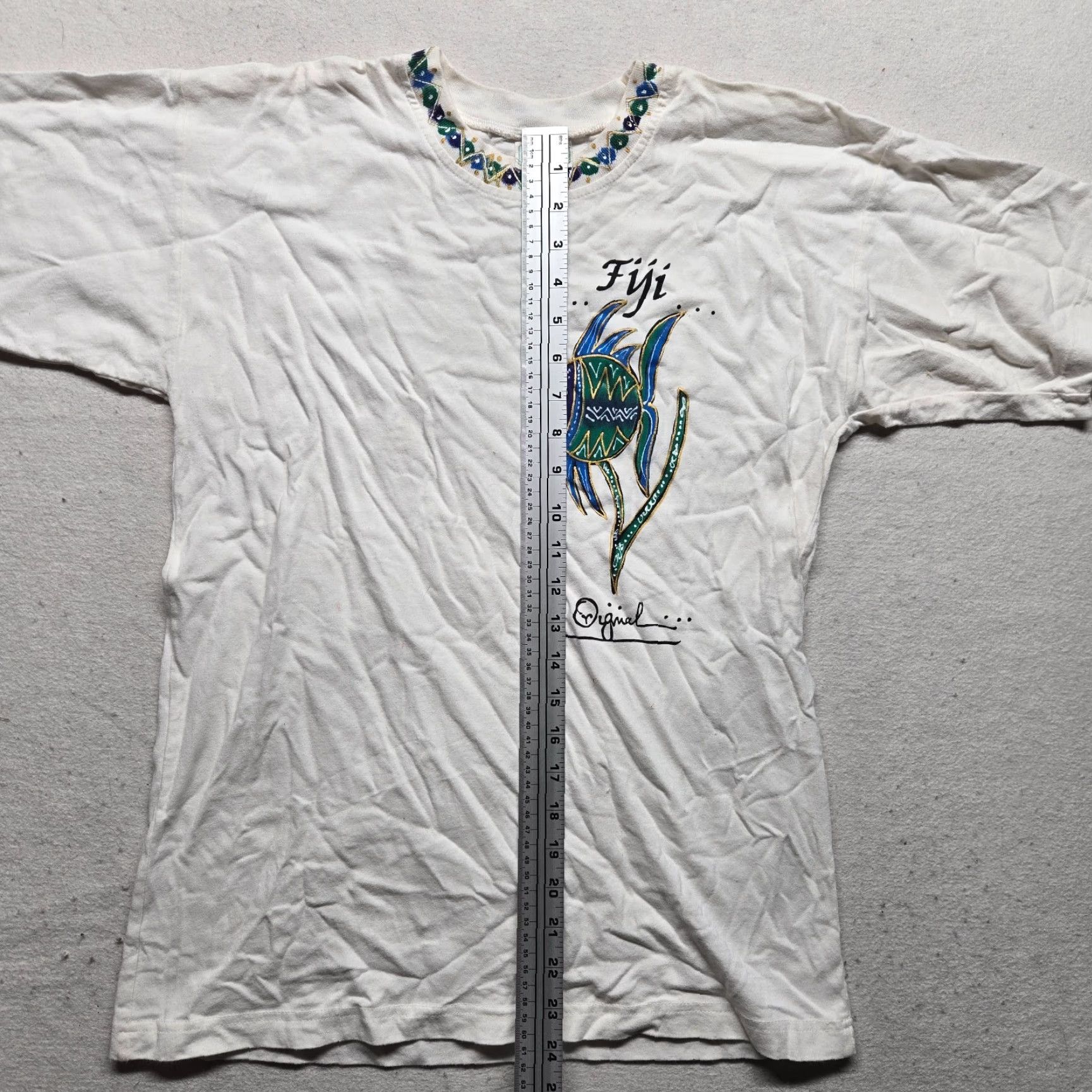 Vintage VINTAGE FUJ Original Shirt Ocean White Short Sleeve Tee T-Shirt Adult S Small L 1990s United States Mens Womens Boys Girls Size US L / EU 52-54 / 3 - 7 Thumbnail