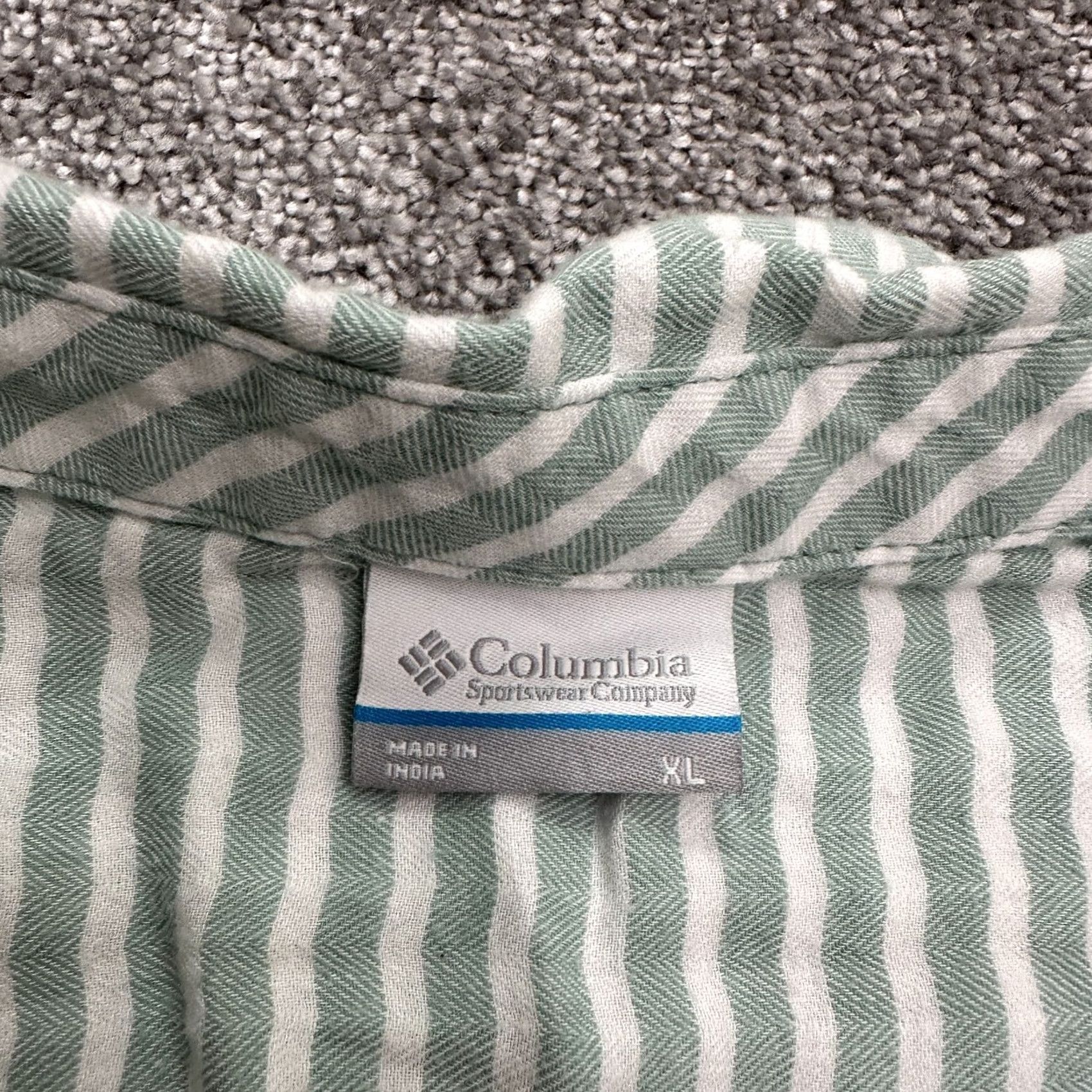 Vintage Columbia Button-Up Shirt Womens XL Green White Striped Cotton Long Sleeve Top Size XL / US 12-14 / IT 48-50 - 5 Thumbnail