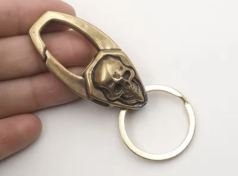 Jewelry Metal Brass Gothic Skull Face Skeleton Keychain Size ONE SIZE - 3 Thumbnail