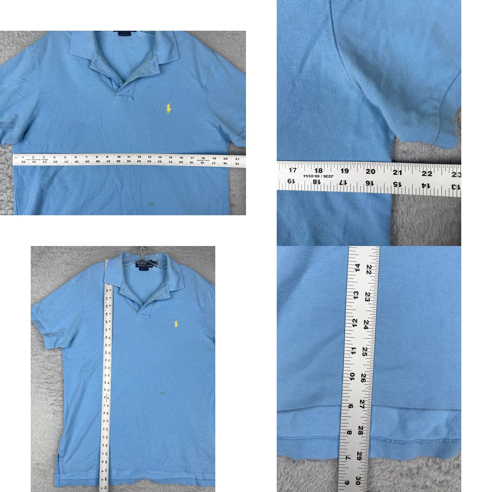 Ralph Lauren VINTAGE Polo Ralph Lauren Shirt Men Large Blue 100% Cotton Custom Fit Pony READ Size US L / EU 52-54 / 3 - 8 Thumbnail