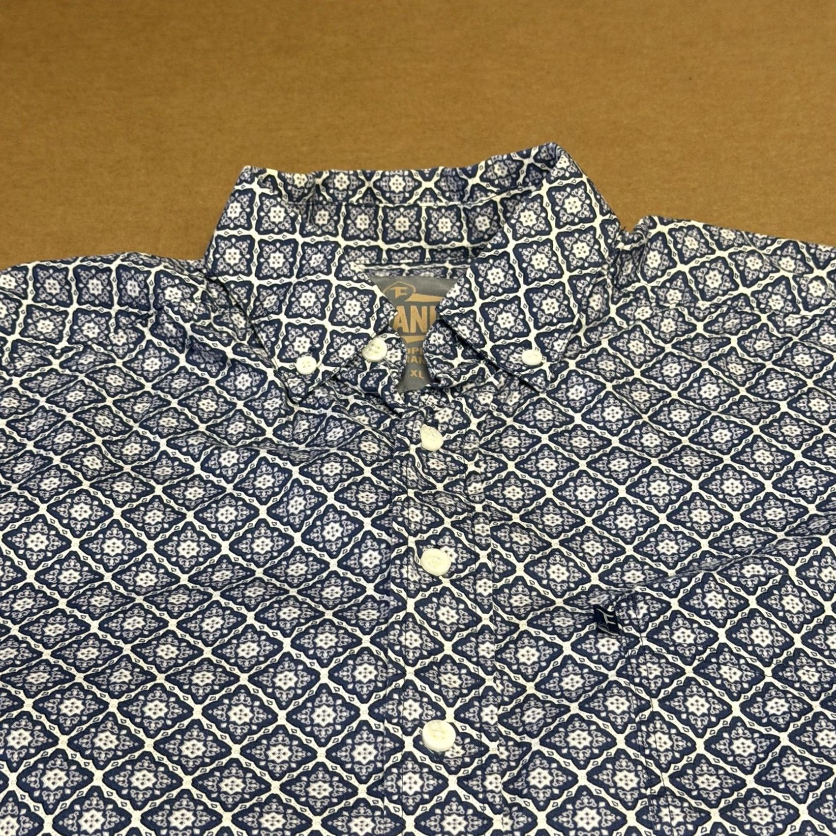 Vintage Panhandle Mens Medium Blue Geometric Long Sleeve Button-Down Shirt Shirt casual Western Stretch Size US M / EU 48-50 / 2 - 5 Thumbnail