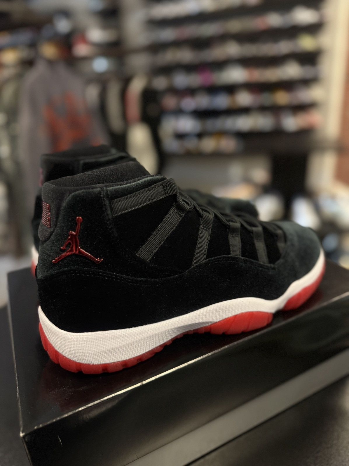 Jordan Brand × Nike Jordan 11 High Top Bred Velvet Women’s Size 12/10.5M NEW Size US 10.5 / EU 43-44 - 3 Thumbnail