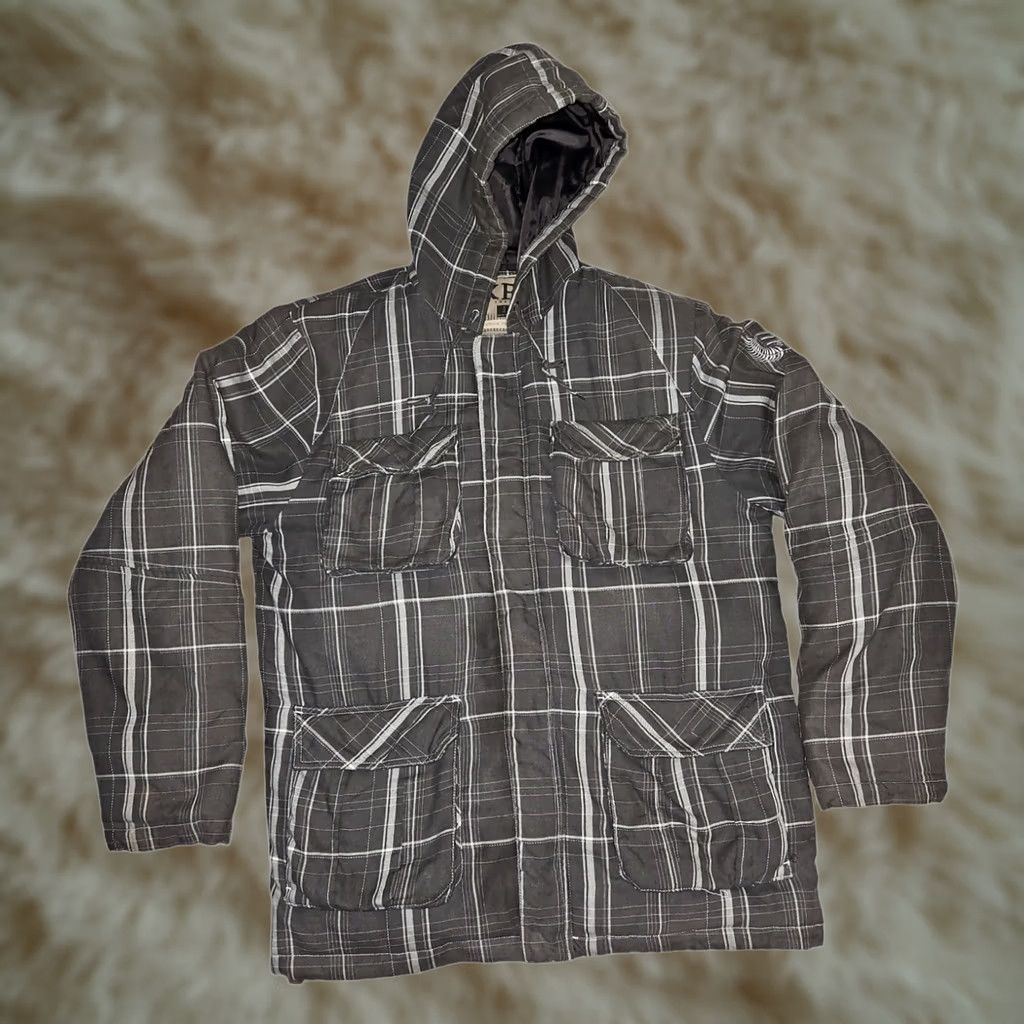 BKE BKE Coat Large Men's Plaid Heavy Hooded Drawstring Hipster Preppy Outdoors Coat Size US L / EU 52-54 / 3 - 1 Thumbnail