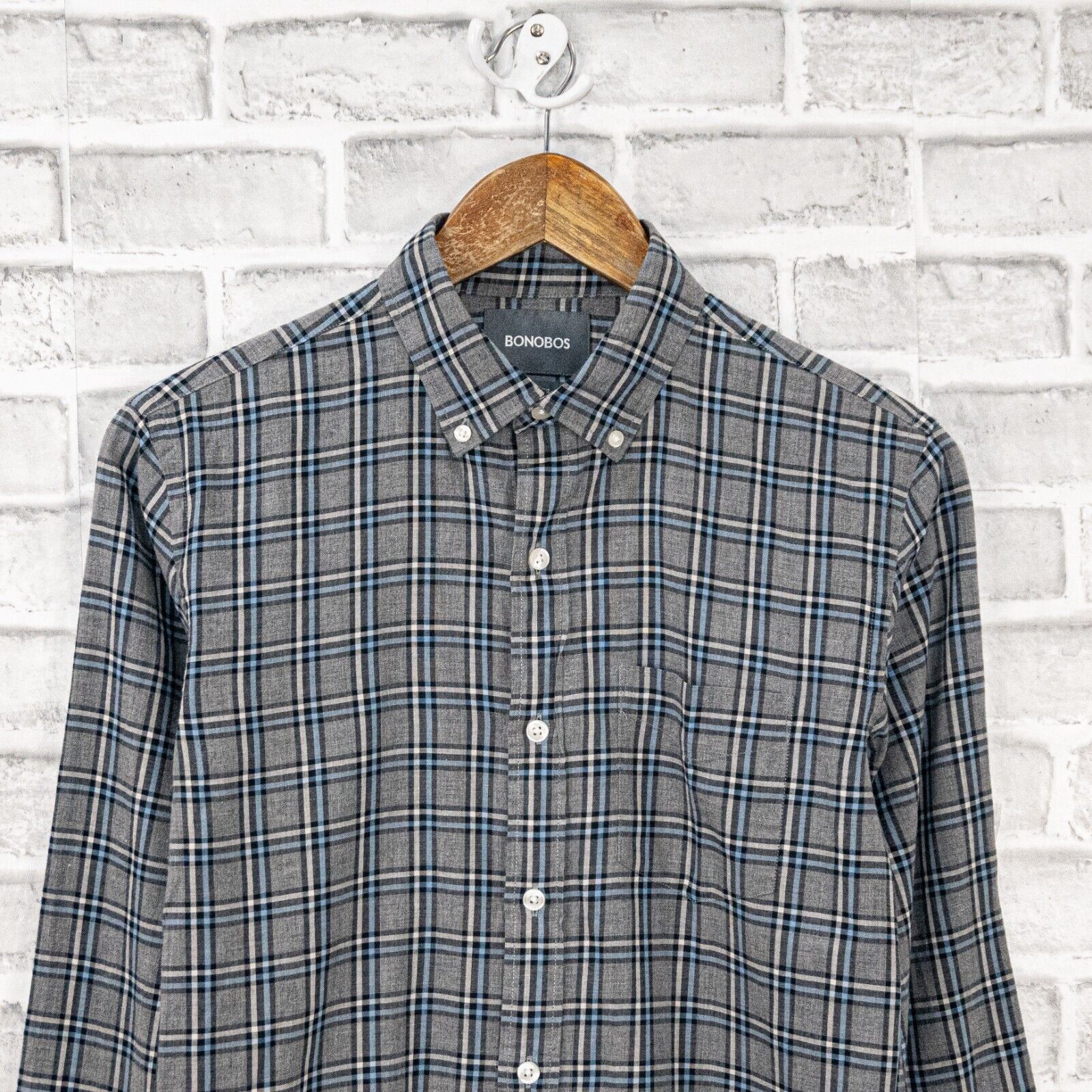 Bonobos BONOBOS Men's Slim Fit Button Down Shirt Gray Plaid Cotton Size US XS / EU 42 / 0 - 4 Thumbnail