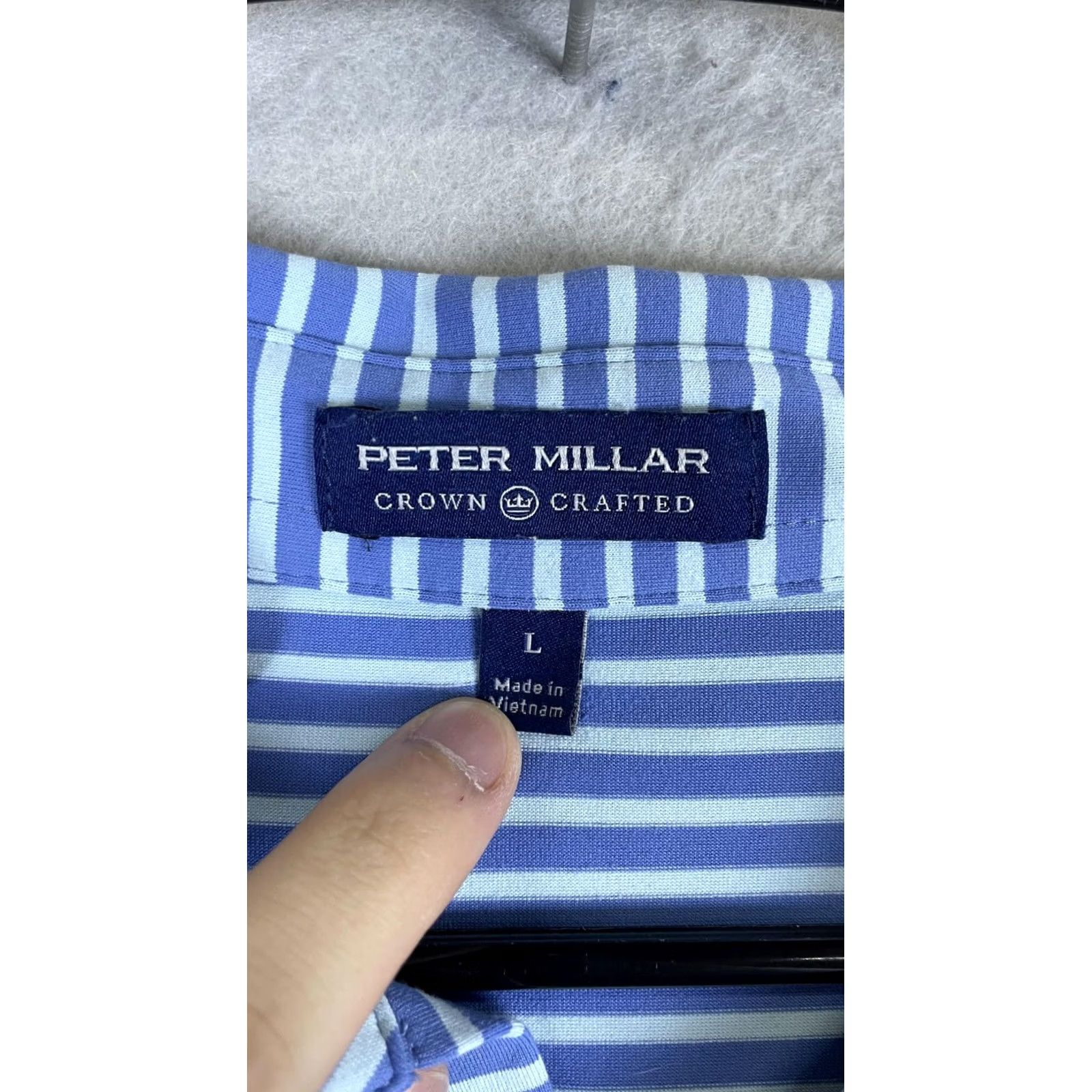 Peter Millar Peter Millar Polo Shirt Mens L Blue Stripe ROCC 1927 Golf Short Sleeve Shirt Polo Mens Large Blue Striped Golf Polo Men Size US L / EU 52-54 / 3 - 3 Thumbnail