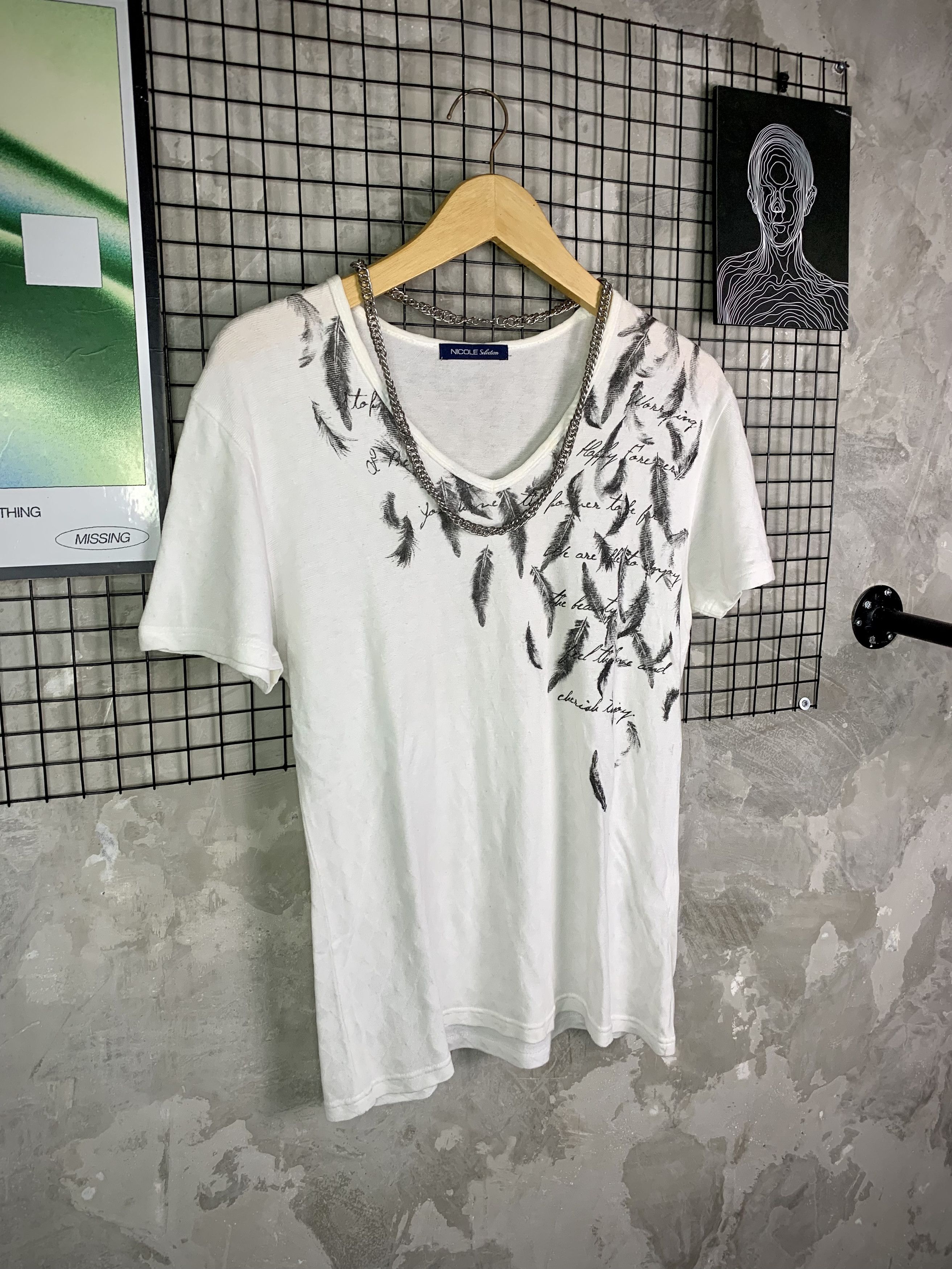 Nicole Club Nicole Selection Feather Print Poem V-Neck Size US M / EU 48-50 / 2 - 6 Thumbnail