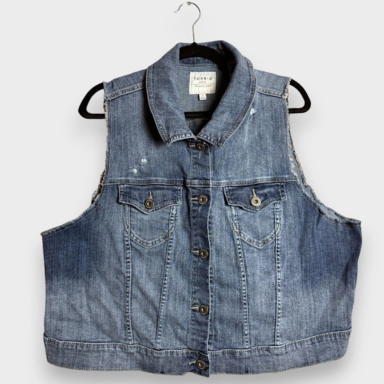 Torrid TORRID Denim stretch Distressed Grunge Jean Vest Size 4XL / US 24-26 - 1 Thumbnail