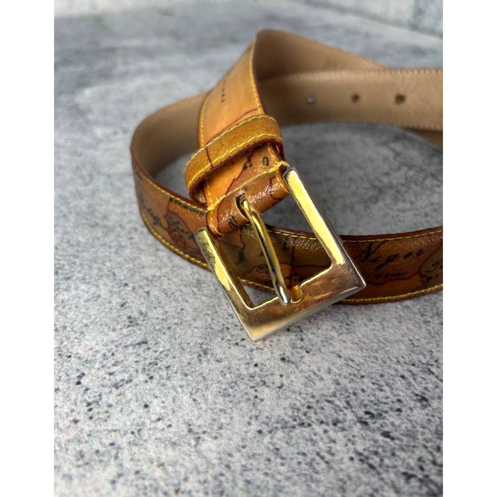 Alviero Martini Alviero Martini Leather Belt Women's Belt Brown Wide Buckle 90s London Classic Vintage: No Size ONE SIZE - 3 Thumbnail