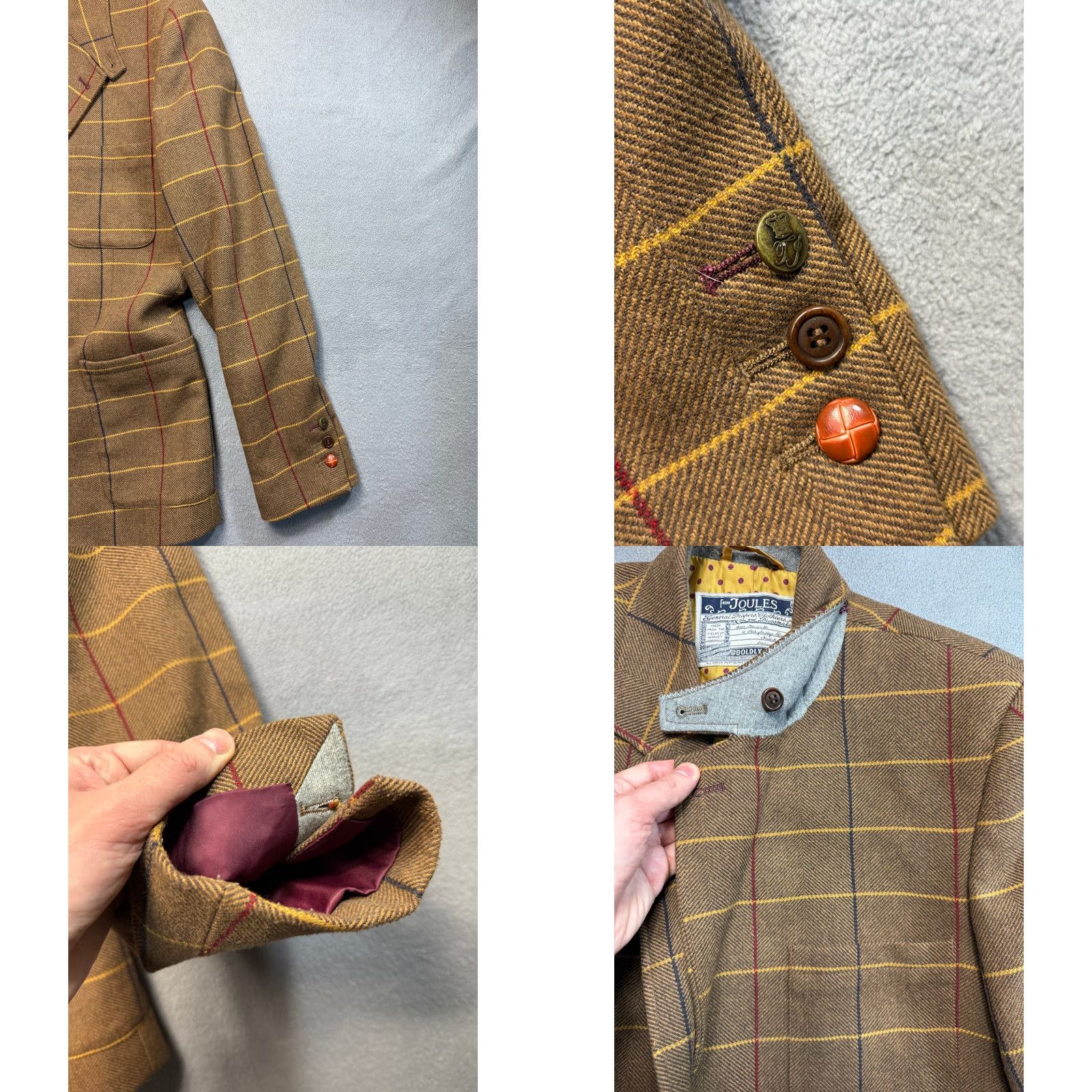 Vintage Joules Blazer Jacket Wool blend brown mens M Size 40R - 9 Thumbnail