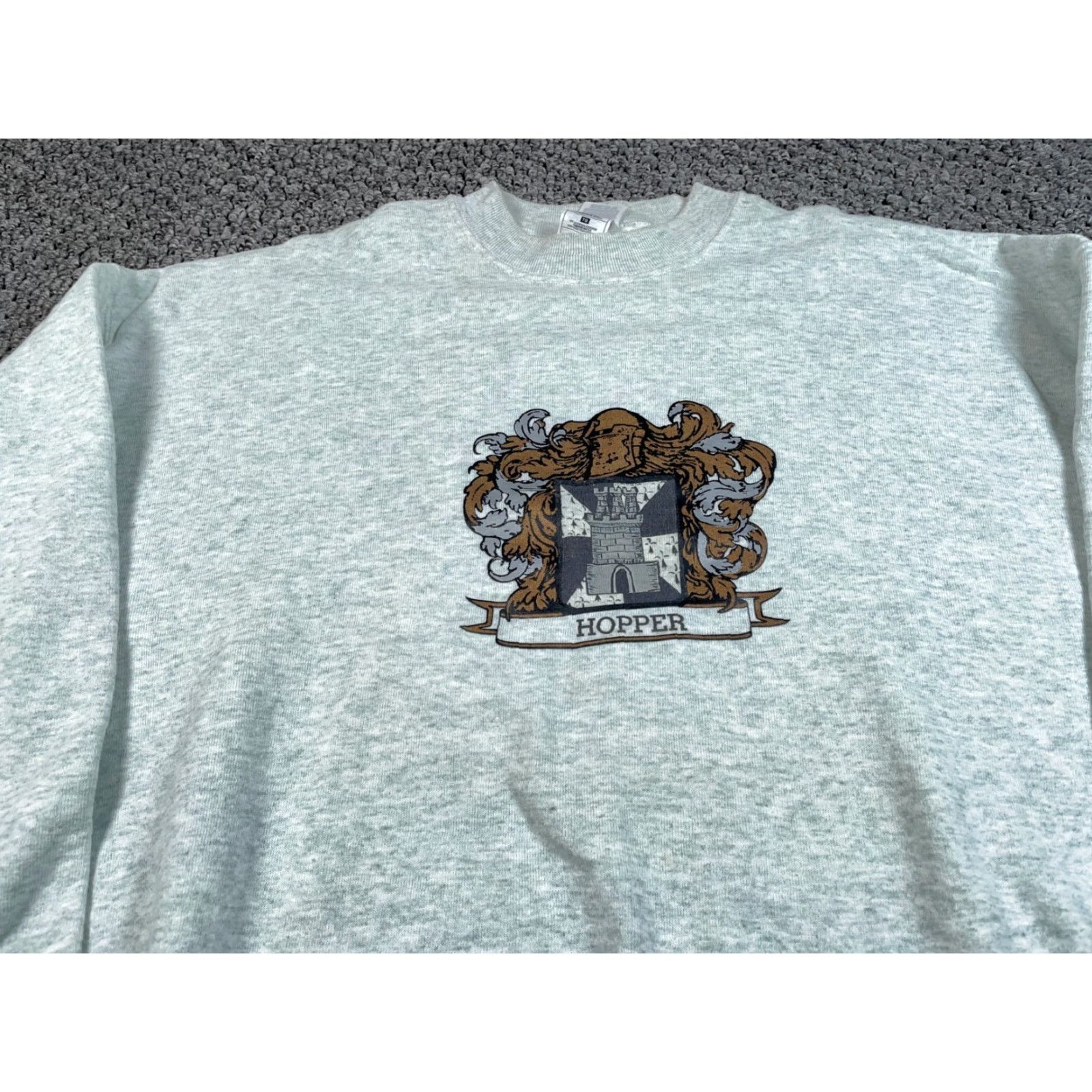 Fruit Of The Loom VINTAGE Hopper Medieval Graphic Sweatshirt Adults XL Gray 50/50 Fruit of the Loom Castle Knight Logo Retro Graphic Print Men XL Sweatshirt Size US XL / EU 56 / 4 - 4 Thumbnail