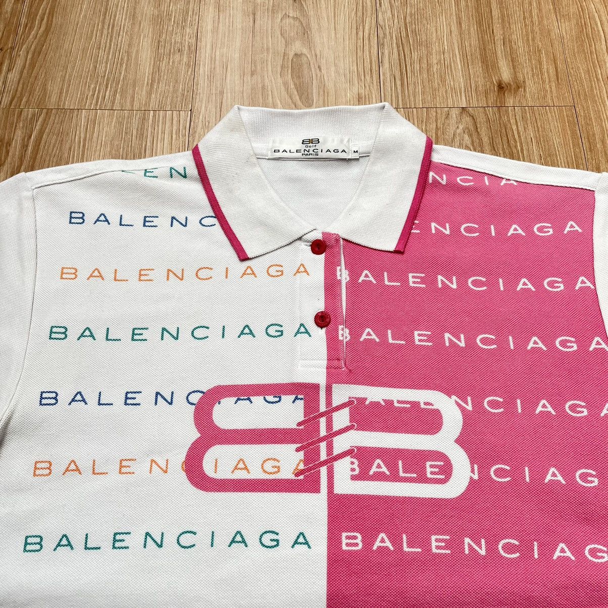 Balenciaga × Vintage Vintage 90s Balenciaga Polo Shirt Full Print Big logo Size M / US 6-8 / IT 42-44 - 3 Thumbnail
