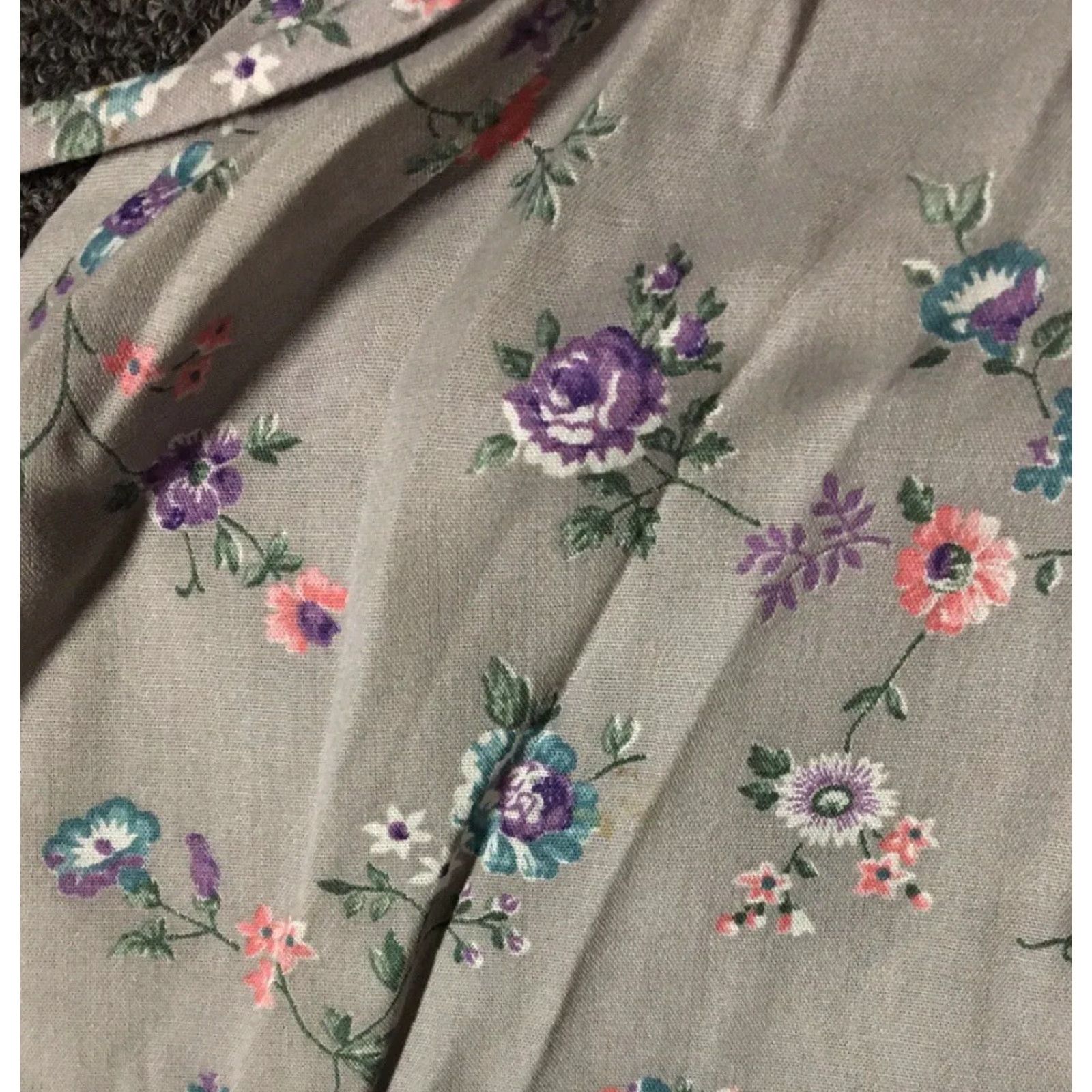 Folk VINTAGE Floral Prairie Dress 7 Purple Boho Lace Cottagecore Country Hippie Folk 70s Size M / US 6-8 / IT 42-44 - 5 Thumbnail