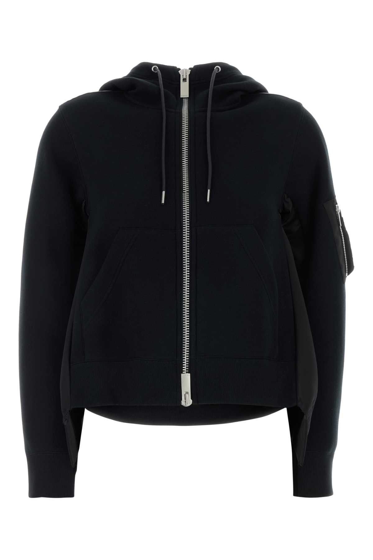 Sacai Black Cotton Blend And Nylon Sweatshirt Size M / US 6-8 / IT 42-44 - 1 Thumbnail