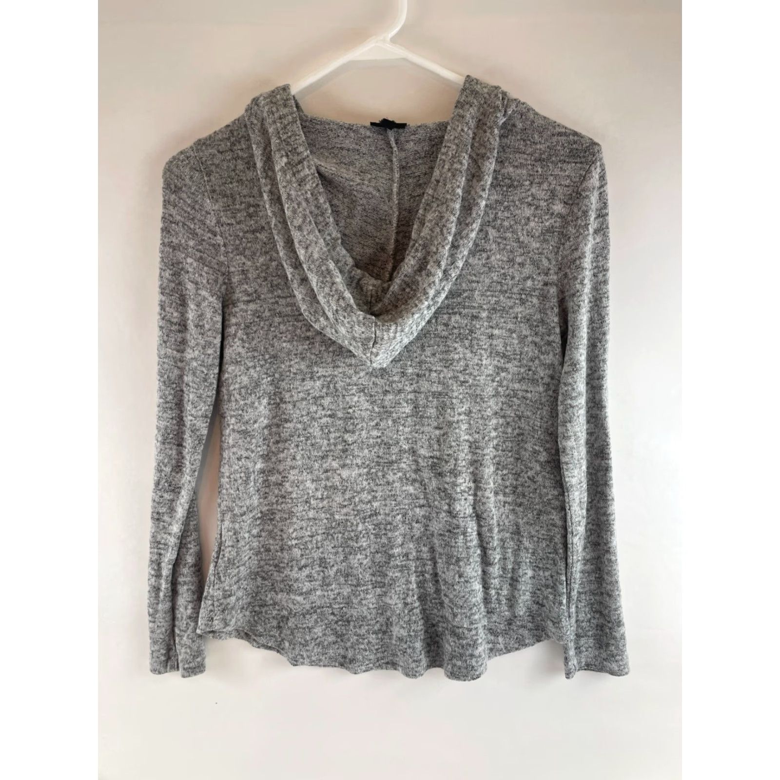 Vintage Bobeau Sweater Women's XS Gray Noise Hooded Cowl Neck Drawstring Long Sleeve Pullover Size XS / US 0-2 / IT 36-38 - 2 Thumbnail